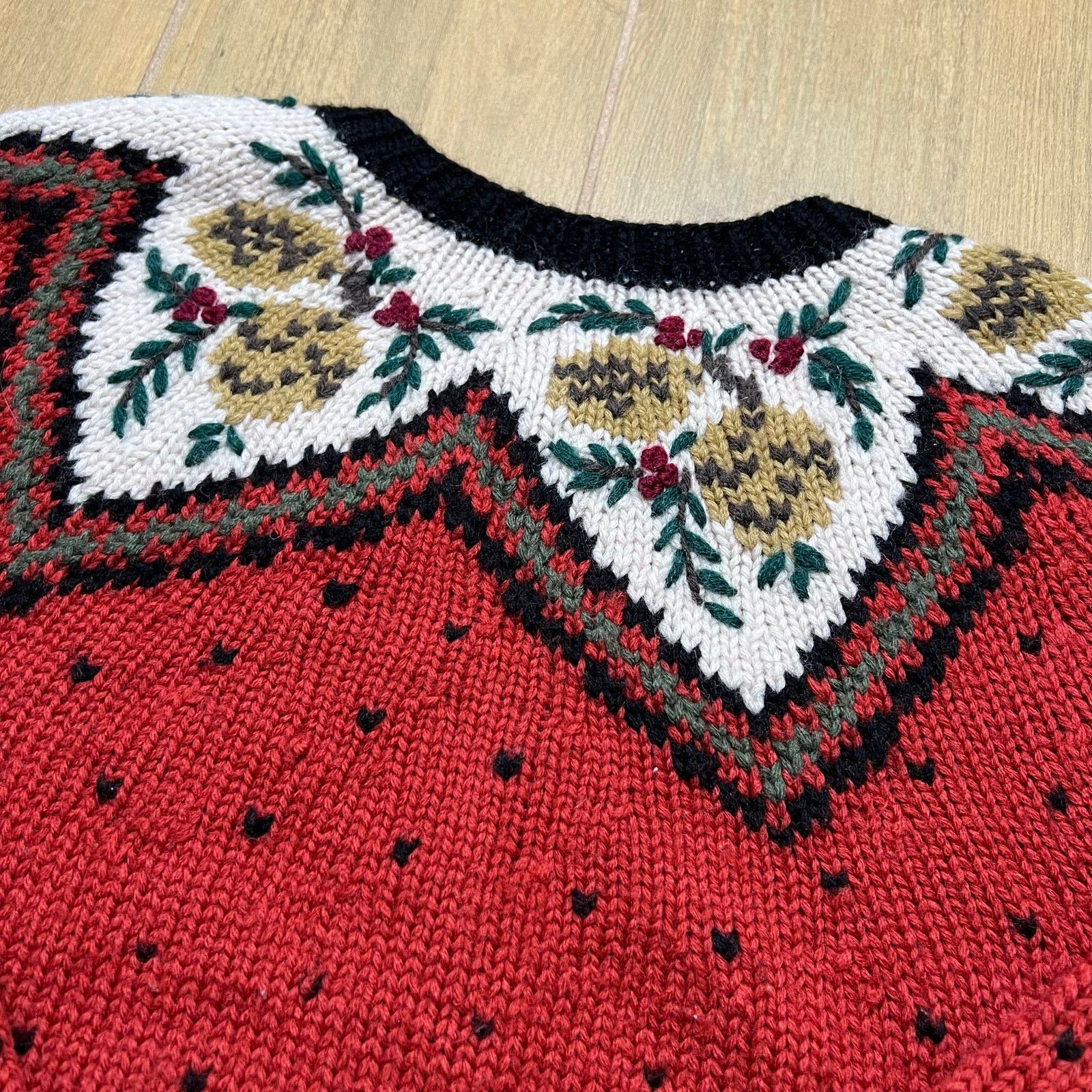 Chapter Charter Club Red Wool Holiday Theme Fair Isle Hand Knitted S Size S / US 4 / IT 40 - 8 Thumbnail