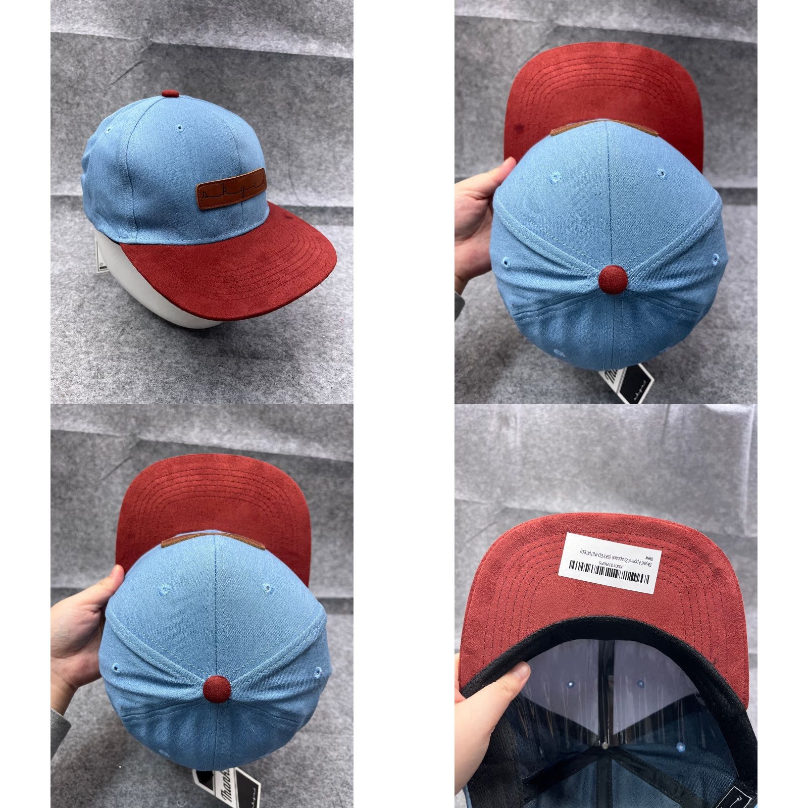 Vintage Skyed Apparel Hat 5 Panel Adult One Size Blue Cotton Denim Leather Strap Back Adjustable Casual Outdoor Mens Hat/Cap Size ONE SIZE - 8 Thumbnail
