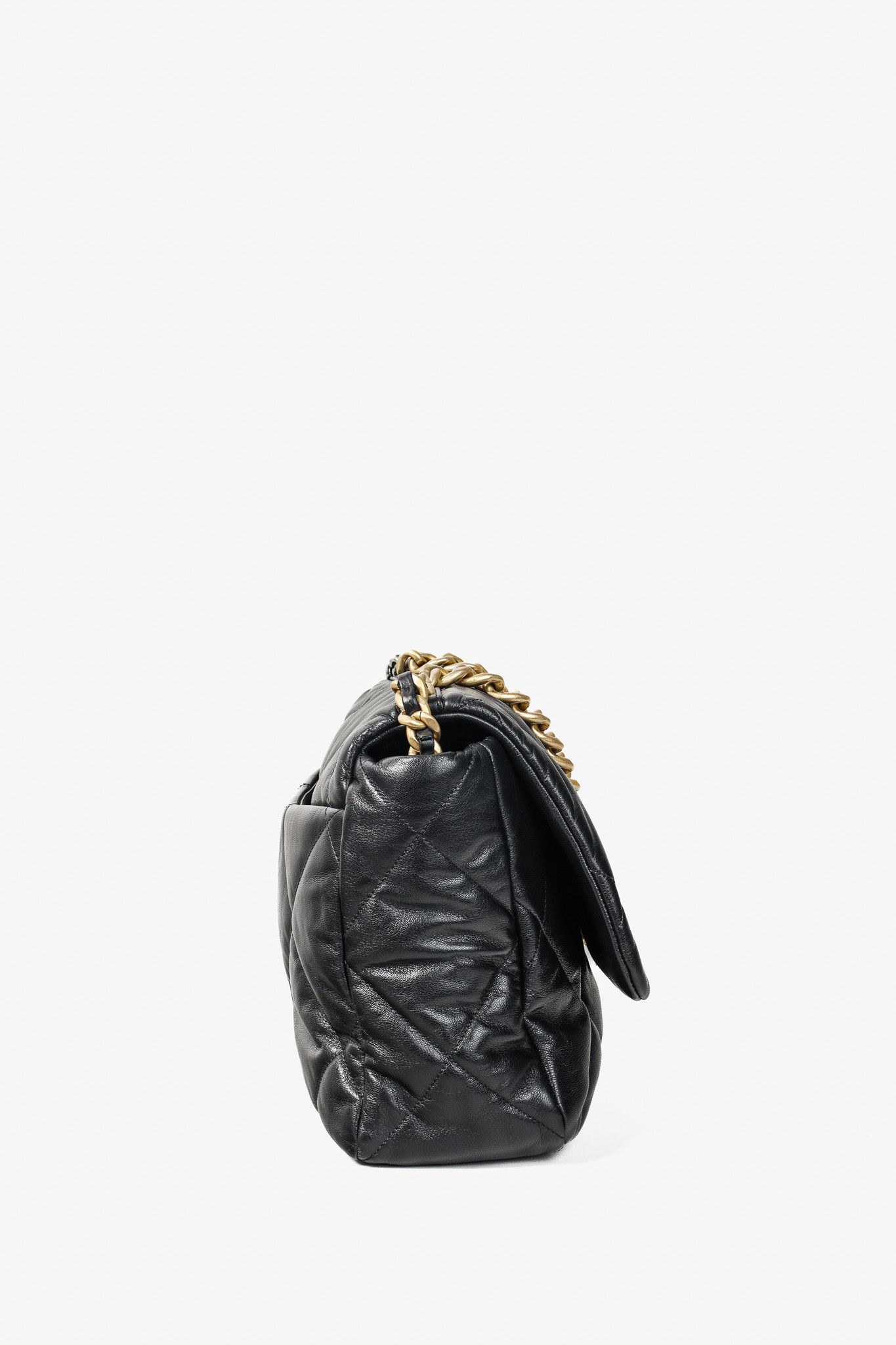 Chanel Chanel Maxi 19 Large Two-Tone Chain Black Leather Flap Bag Size ONE SIZE - 3 Thumbnail