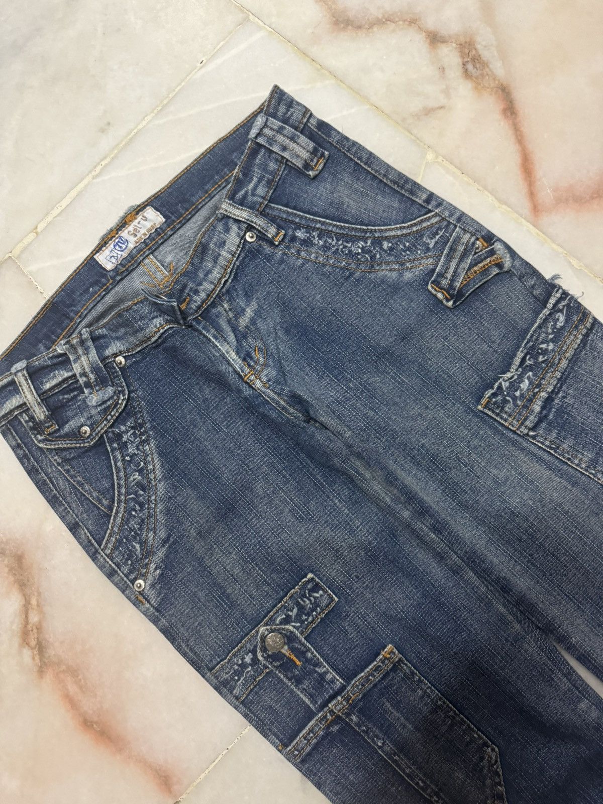 20471120 💥RARE💥JAPANESE CARGO JEANS MULTIPOCKET STYLE WASHED JEAN Size US 28 / EU 44 - 6 Thumbnail