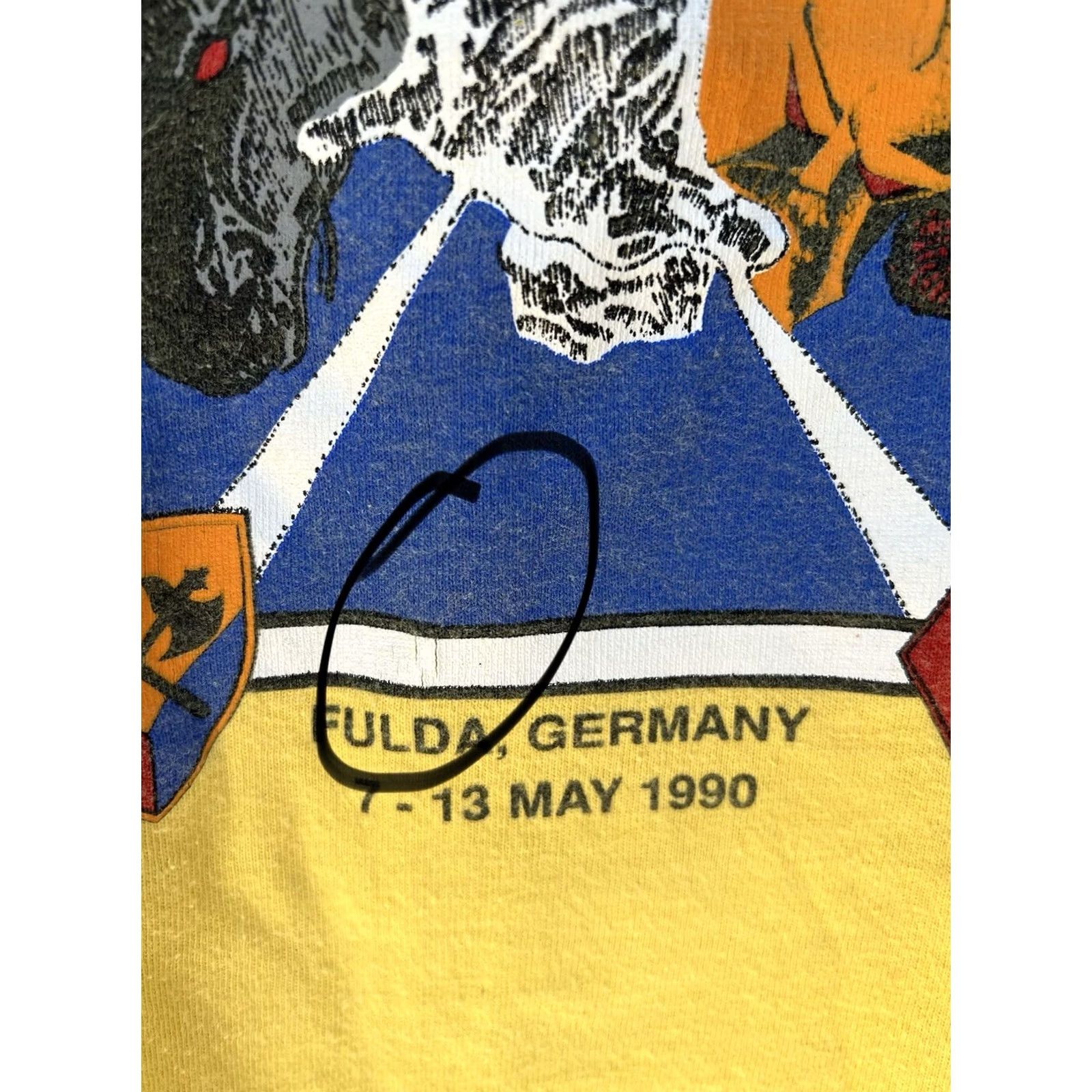 Jerzees VINTAGE Warfighter Fulda Germany 1990 T Shirt Jerzees Adult XL Yellow Military Exercise Jersey T-Shirt Men XS? Size US XL / EU 56 / 4 - 5 Thumbnail