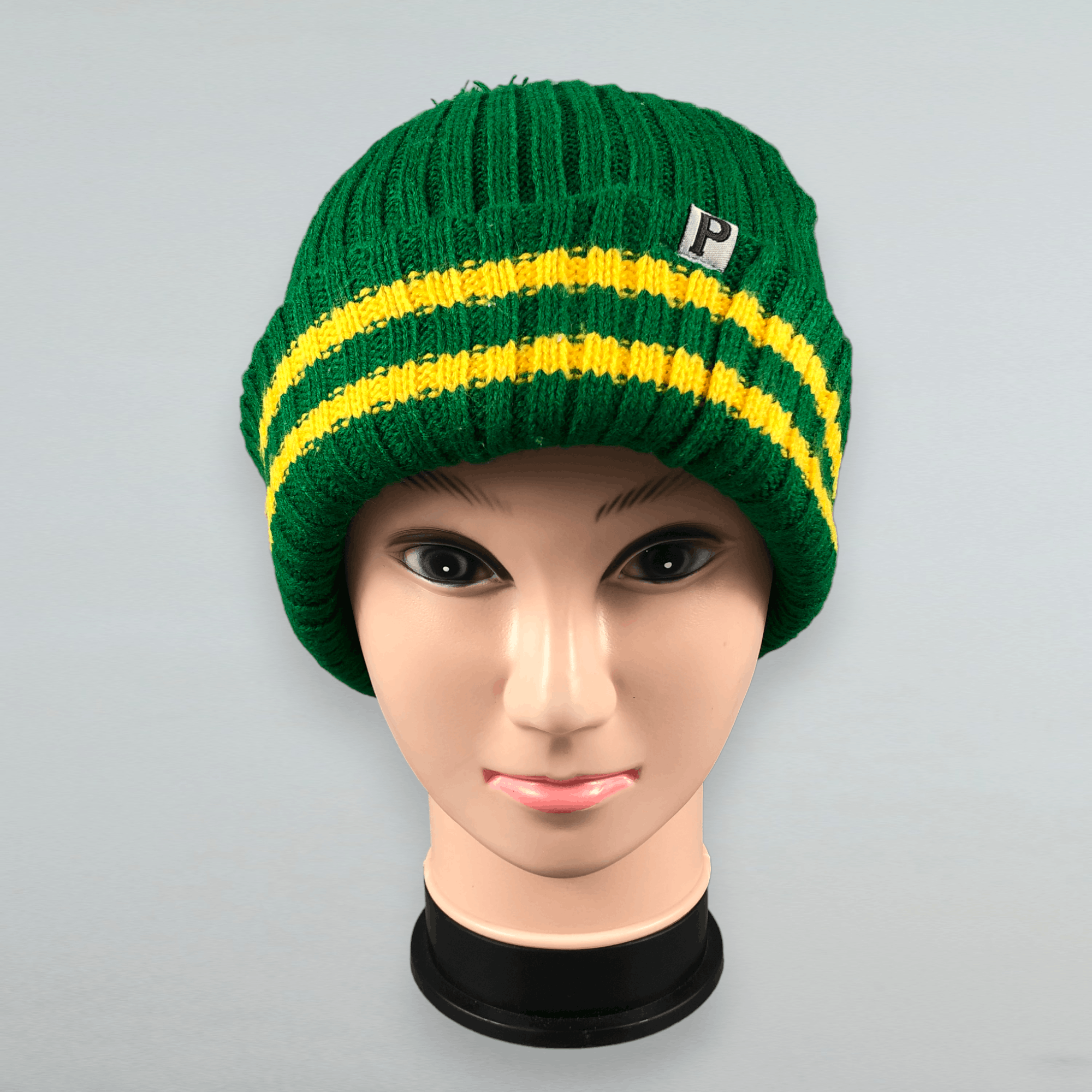 Japanese Brand Green Stripe Beanie Size ONE SIZE - 1 Thumbnail