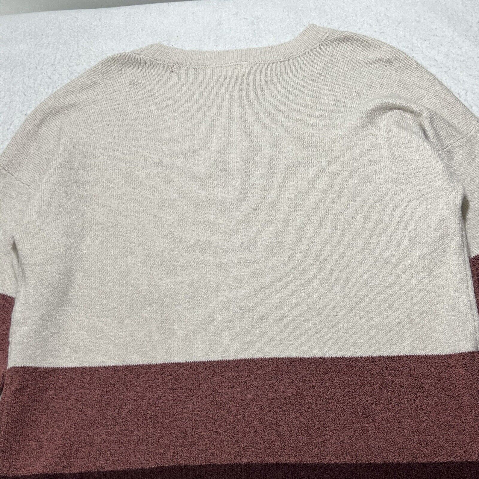 Other a.n.a Crewneck Sweater Burgundy Colorblock Pullover Size L / US 10 / IT 46 - 11 Thumbnail