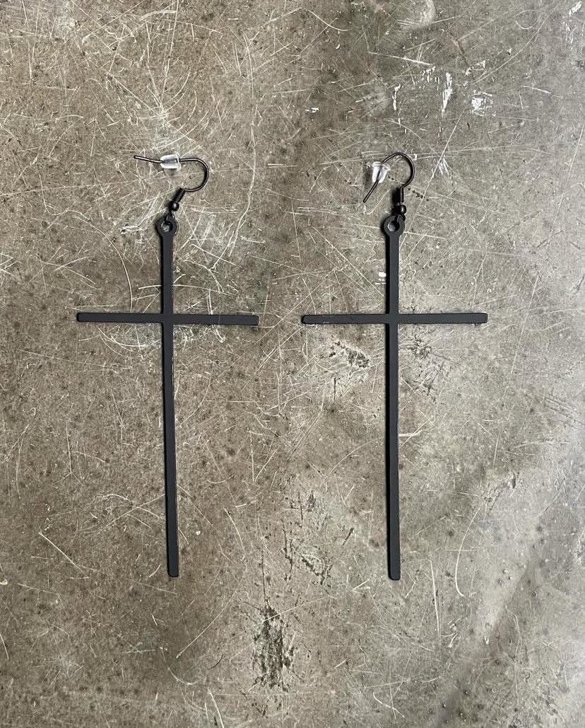 Vintage Xxtra large black cross earrings Size ONE SIZE - 1 Preview