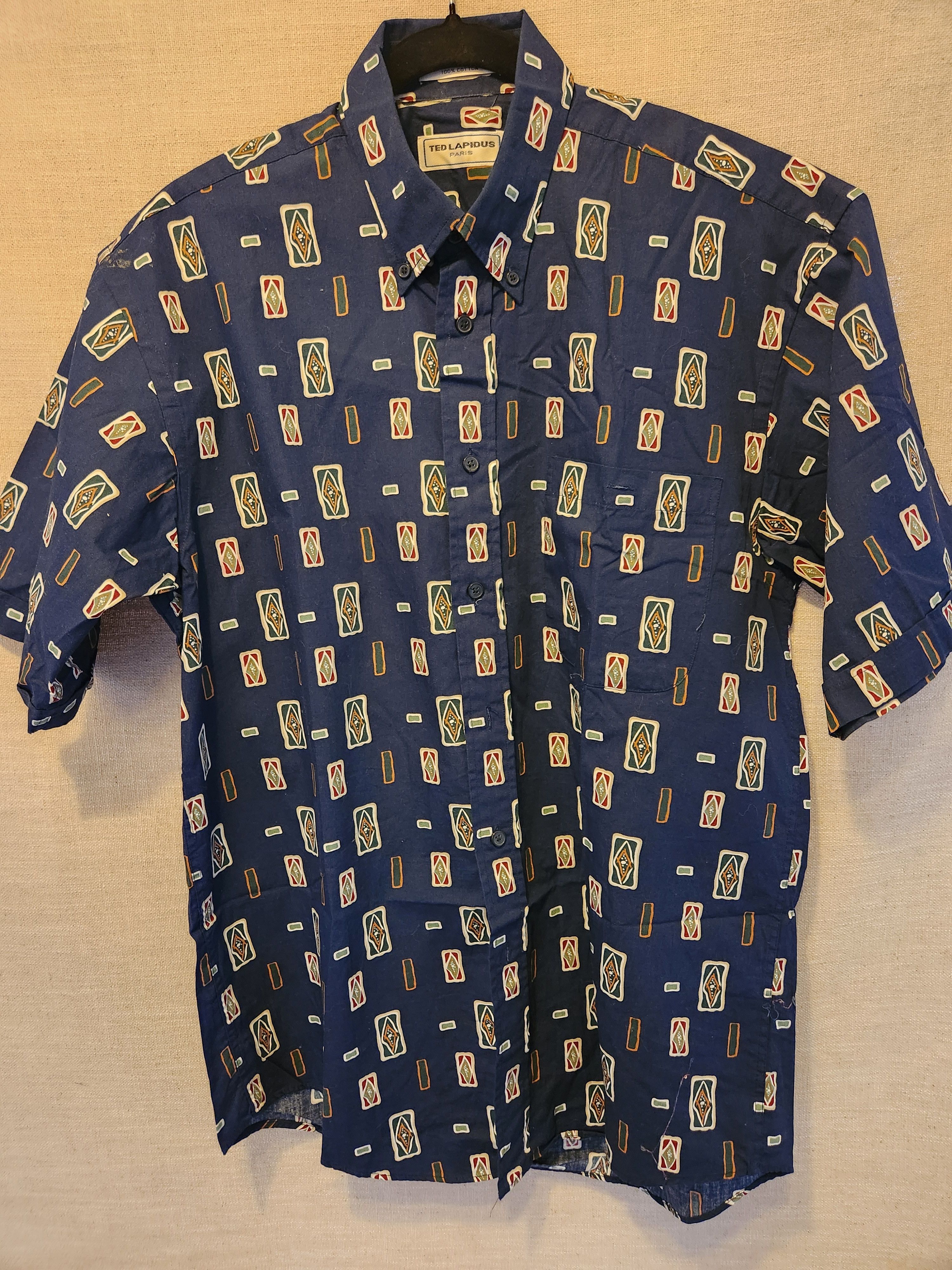 TED LAPIDUS Vintage 100% Cotton Short Sleeve Shirt Size US M / EU 48-50 / 2 - 1 Thumbnail