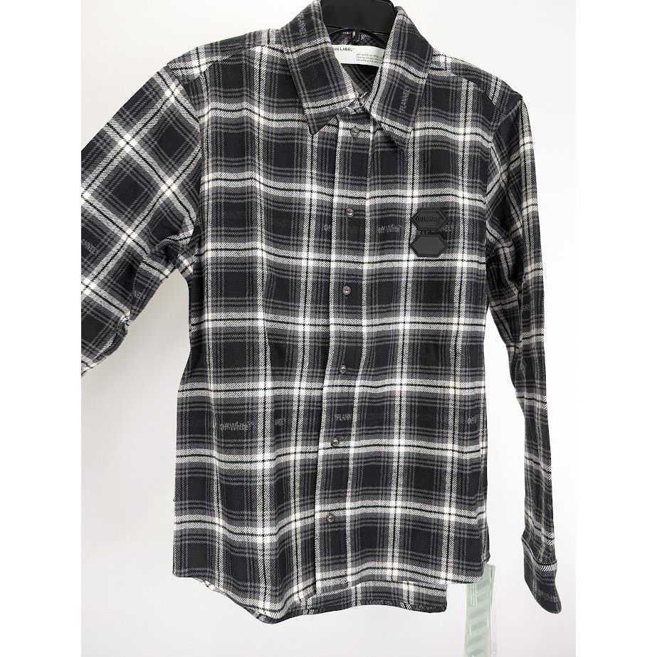 Off-White o1rshd1 Stencil Flannel Check Shirt in Black Size US S / EU 44-46 / 1 - 10 Thumbnail