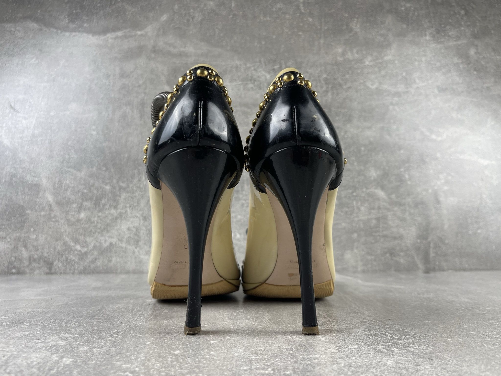 Miu Miu Miu miu rubber open toe beige / black pumps heels shoe Size US 8 / IT 38 - 8 Thumbnail