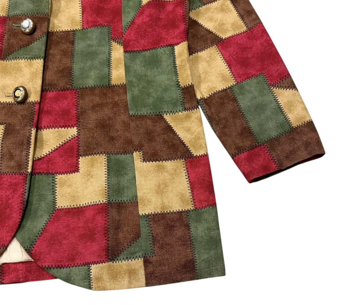 Vintage Vintage 90’s Multicolour Patchwork Style Buttons Jacket Size M / US 6-8 / IT 42-44 - 3 Thumbnail