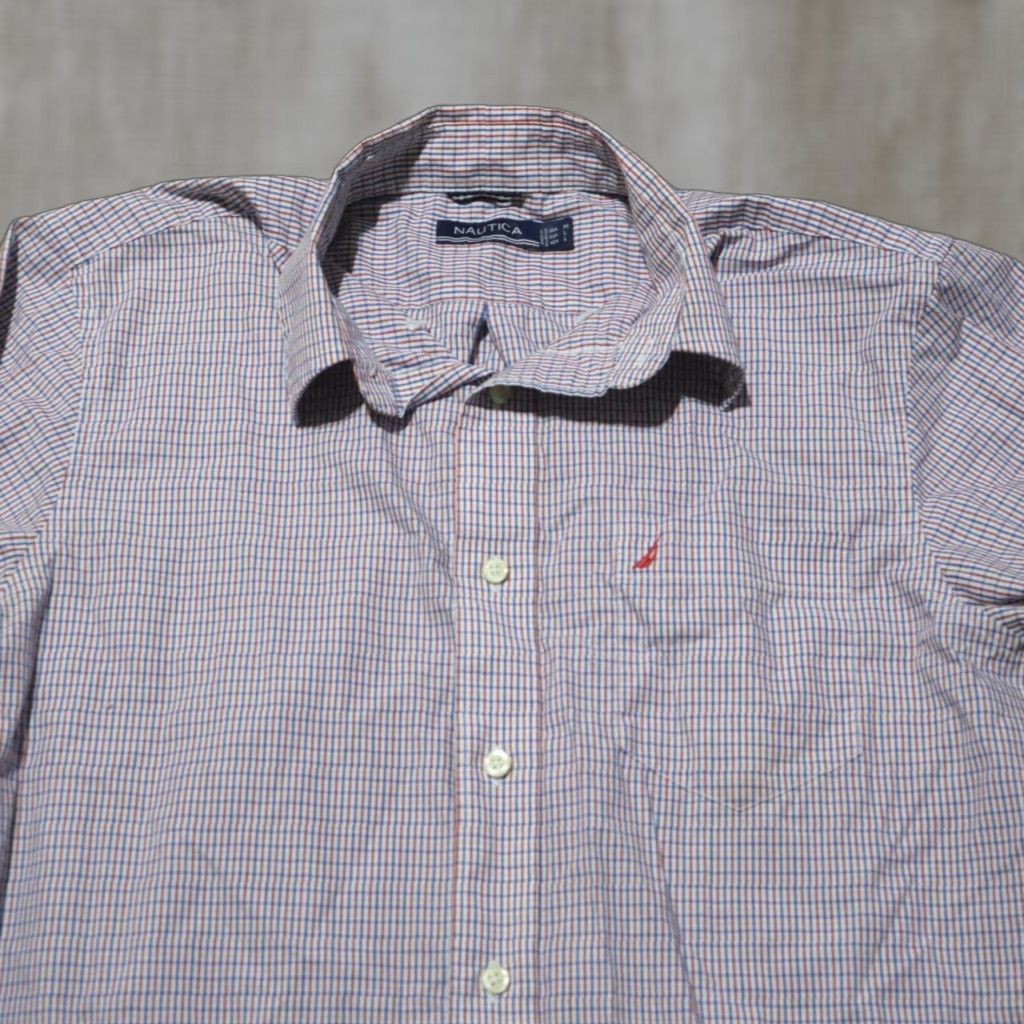 Nautica Nautica Button-Up Shirt Men M Plaid Blue Red White Casual Cotton long sleeve Button-Down Classic American Mens Medium Blue Size US M / EU 48-50 / 2 - 1 Thumbnail