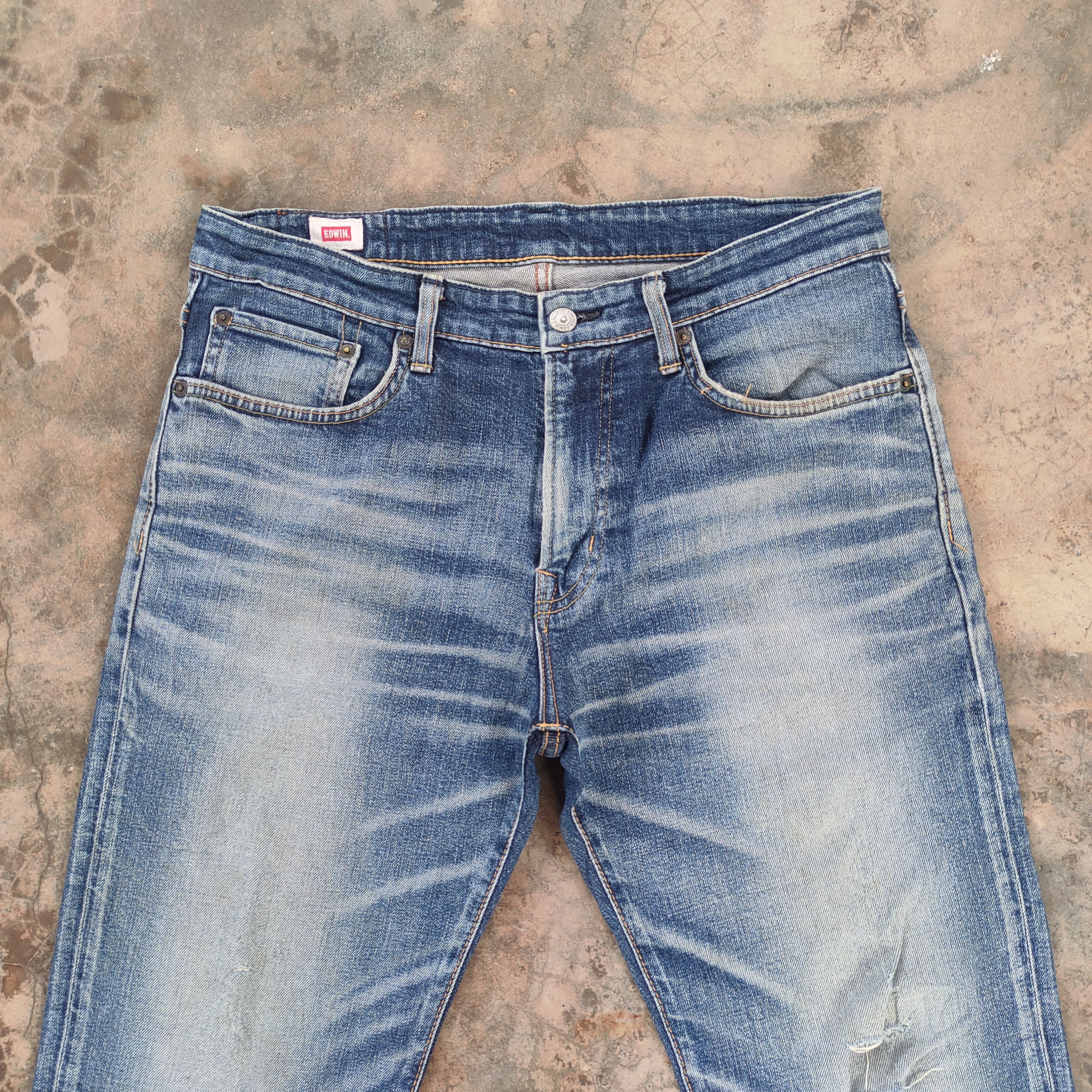 Edwin VINTAGE EDWIN SKINNY FADED RIPPED JEANS DENIM PANTS Size US 34 / EU 50 - 3 Thumbnail