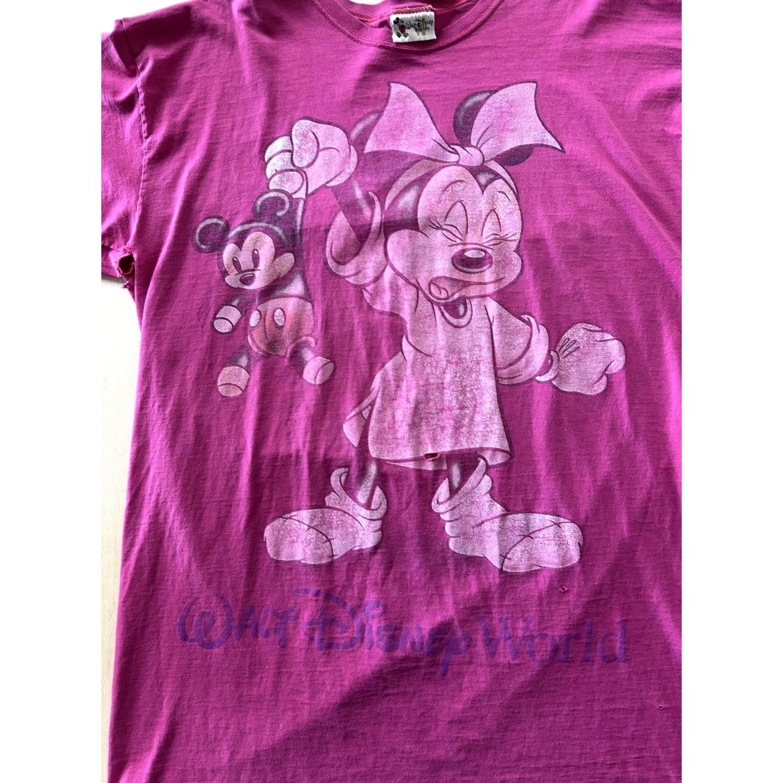 Disney VINTAGE Disney Minnie Mickey Shirt Womens Large Pink Walt Disney World Sleep Tee Size L / US 10 / IT 46 - 2 Thumbnail