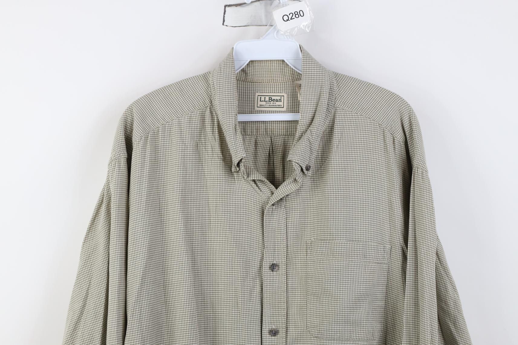 L.L. Bean Vintage 90s LL Bean Houndstooth Collared Button Down Shirt Size US XL / EU 56 / 4 - 2 Thumbnail