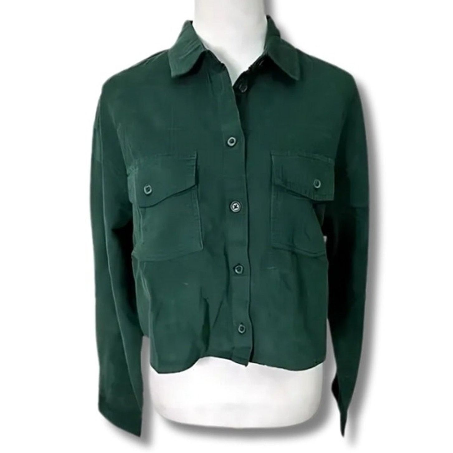 BP. BP Forest Green Corduroy Crop Shirt Jacket M NWT Grunge Size M / US 6-8 / IT 42-44 - 2 Thumbnail