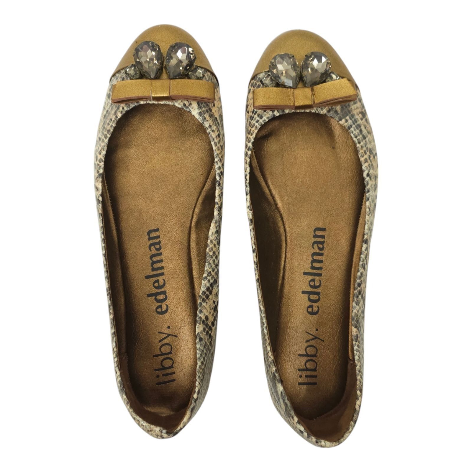 Other Libby Edelman Snakeskin Print Flats Women 8.5 M Bow Size US 8.5 / IT 38.5 - 9 Thumbnail