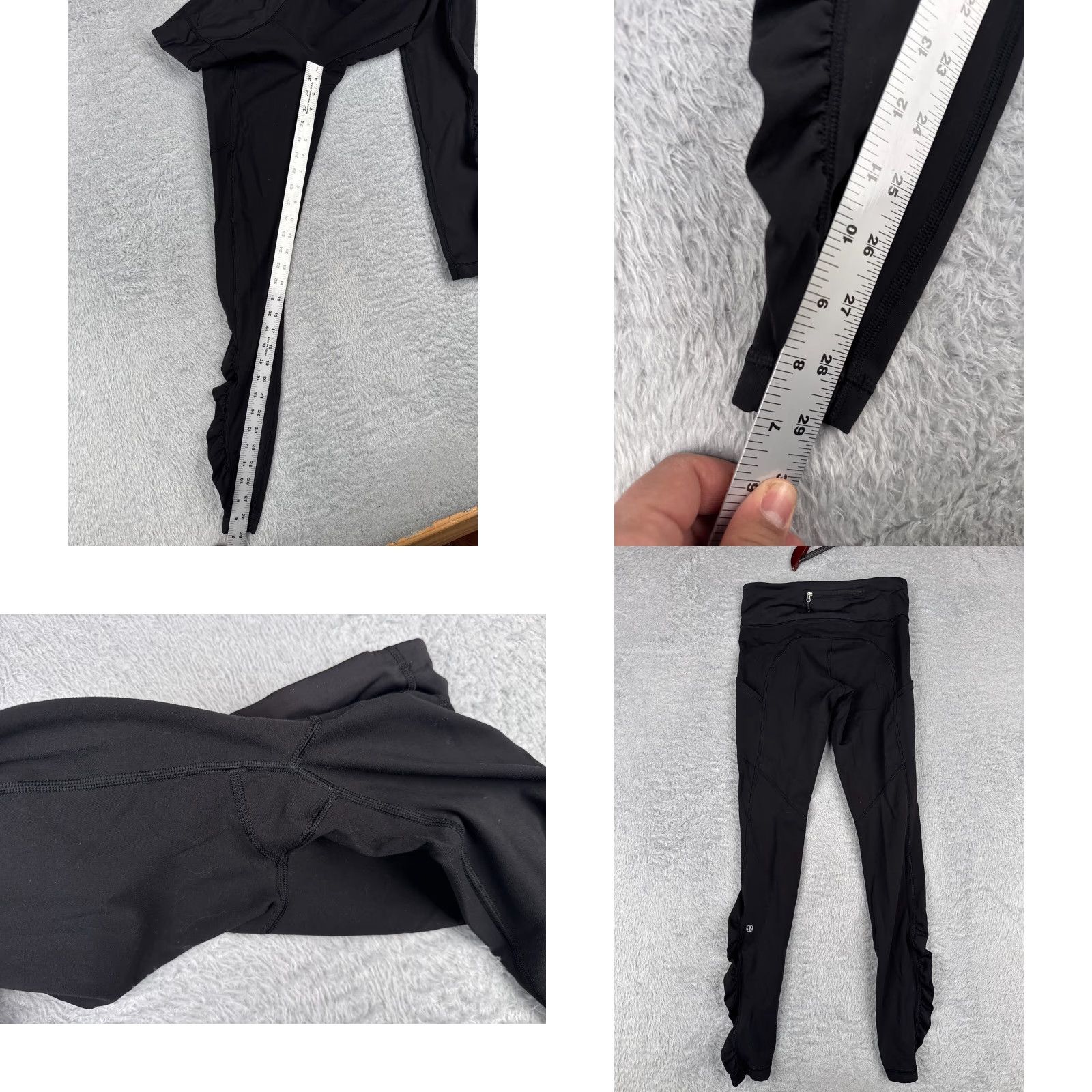 Lululemon Lululemon Women Pants 4 Black Speed Tight III Ruched 30" Running Yoga Activewear Size 27" / US 4 / IT 40 - 8 Thumbnail