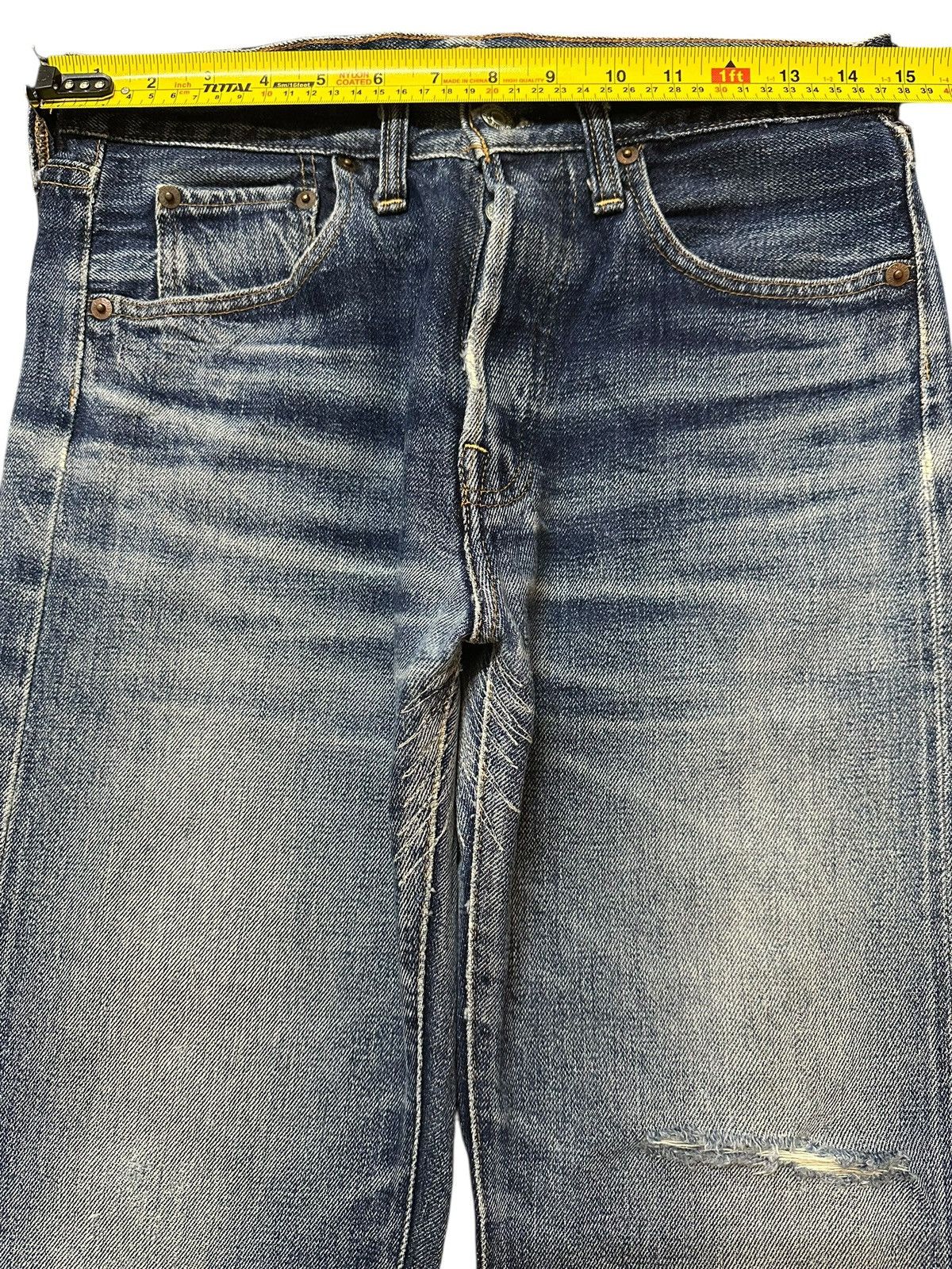 Denime Vintage Japan Denime Selvage Blue Faded Wash Distress Jeans Size US 29 - 16 Thumbnail
