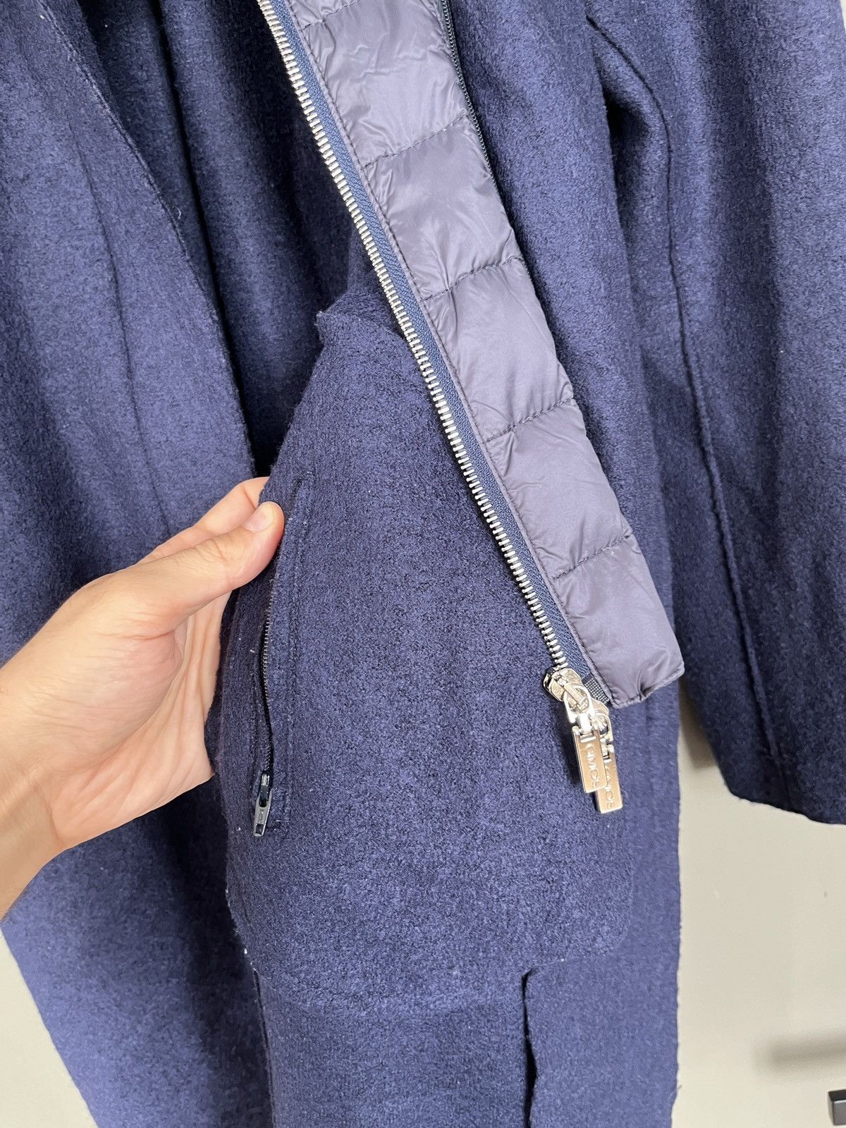 Gimo's Gimos Blue Wool Parka w/ Detachable Down Hood & Vest Size L / US 10 / IT 46 - 17 Thumbnail
