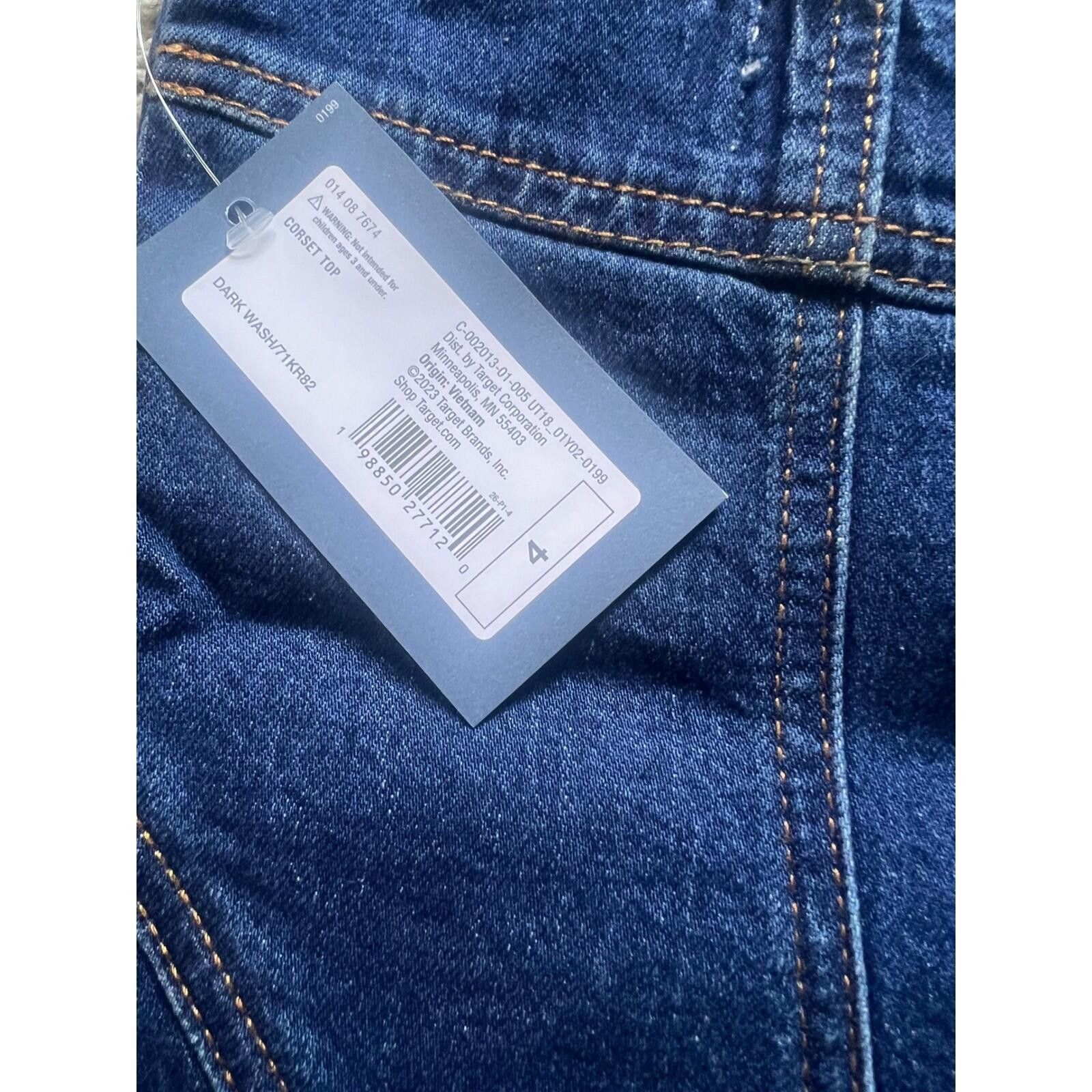 Other Universal Thread Corset Top Womens 4 Dark Wash NWT Denim Size ONE SIZE - 3 Thumbnail