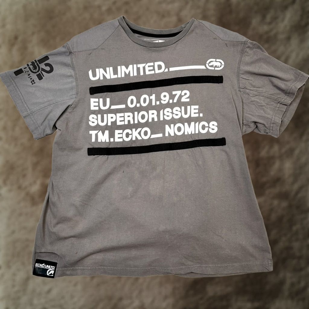 Vintage Ecko Unltd Gray T-shirt Streetwear Superior Issue Eckonomics Rhino Mens Lrge 90s Size US L / EU 52-54 / 3 - 1 Thumbnail