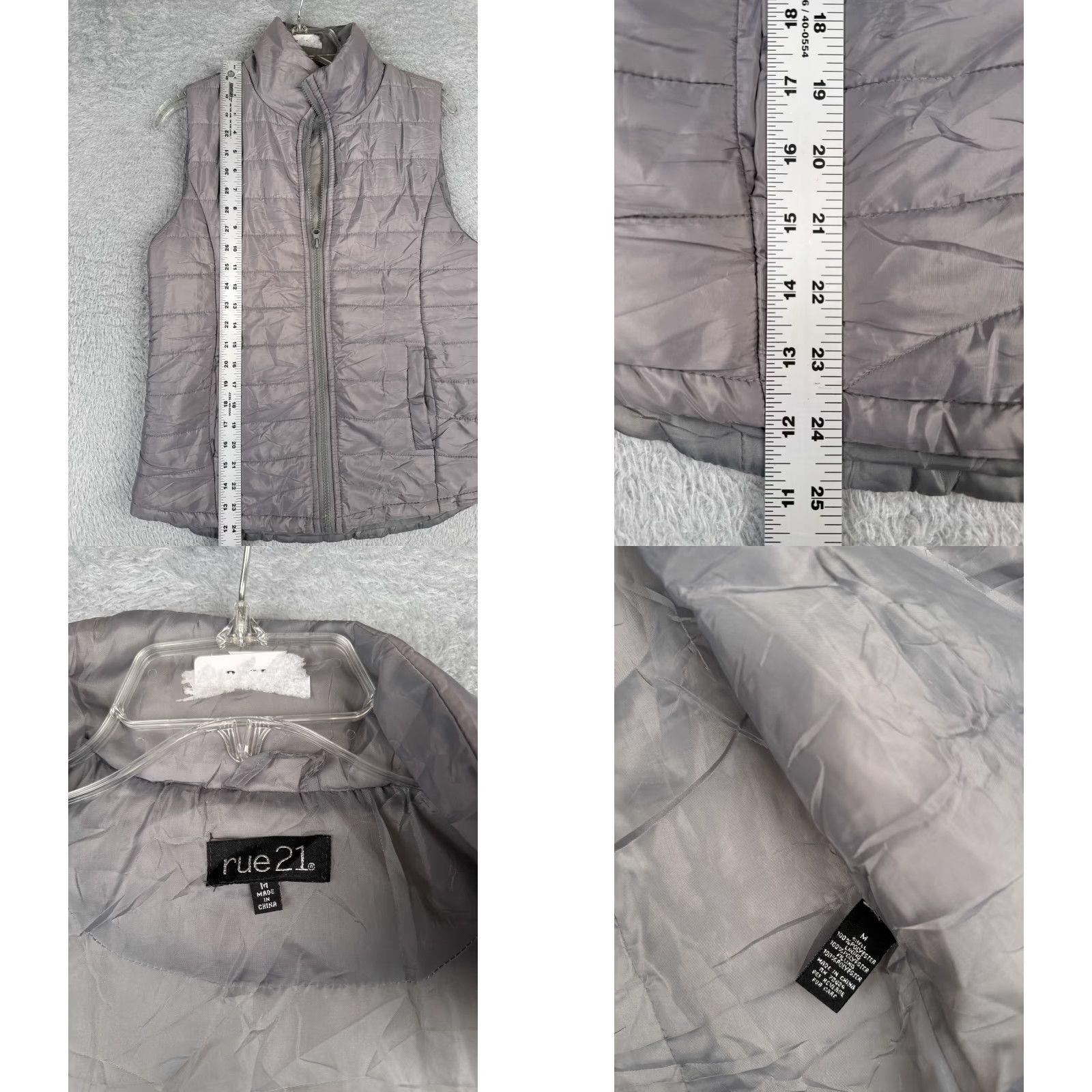 Vintage VINTAGE Rue21 Vest Women Medium Gray Puffer Style Full Zip Polyester Shell Insulated Size M / US 6-8 / IT 42-44 - 8 Thumbnail