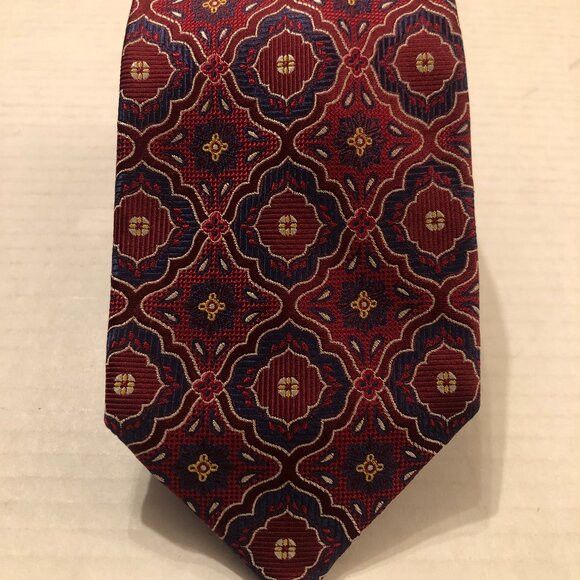 Santorelli SANTORELLI men's new dark red 100%silk tie 3 3/8" X 60 1/2" Size ONE SIZE - 1 Thumbnail