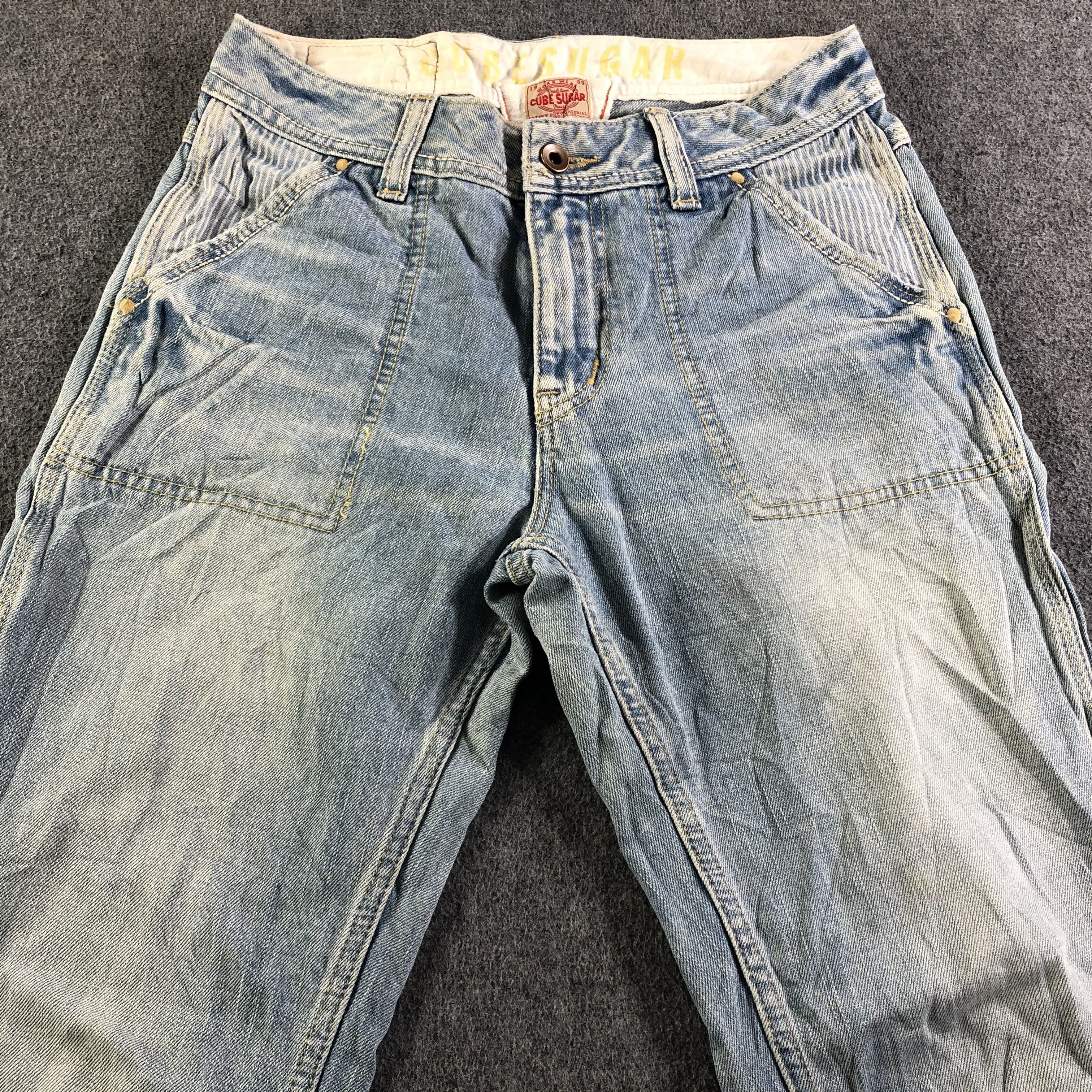 Japanese Brand Vintage Light Wash Cube Sugar Jeans-J3991 Size US 31 - 3 Thumbnail