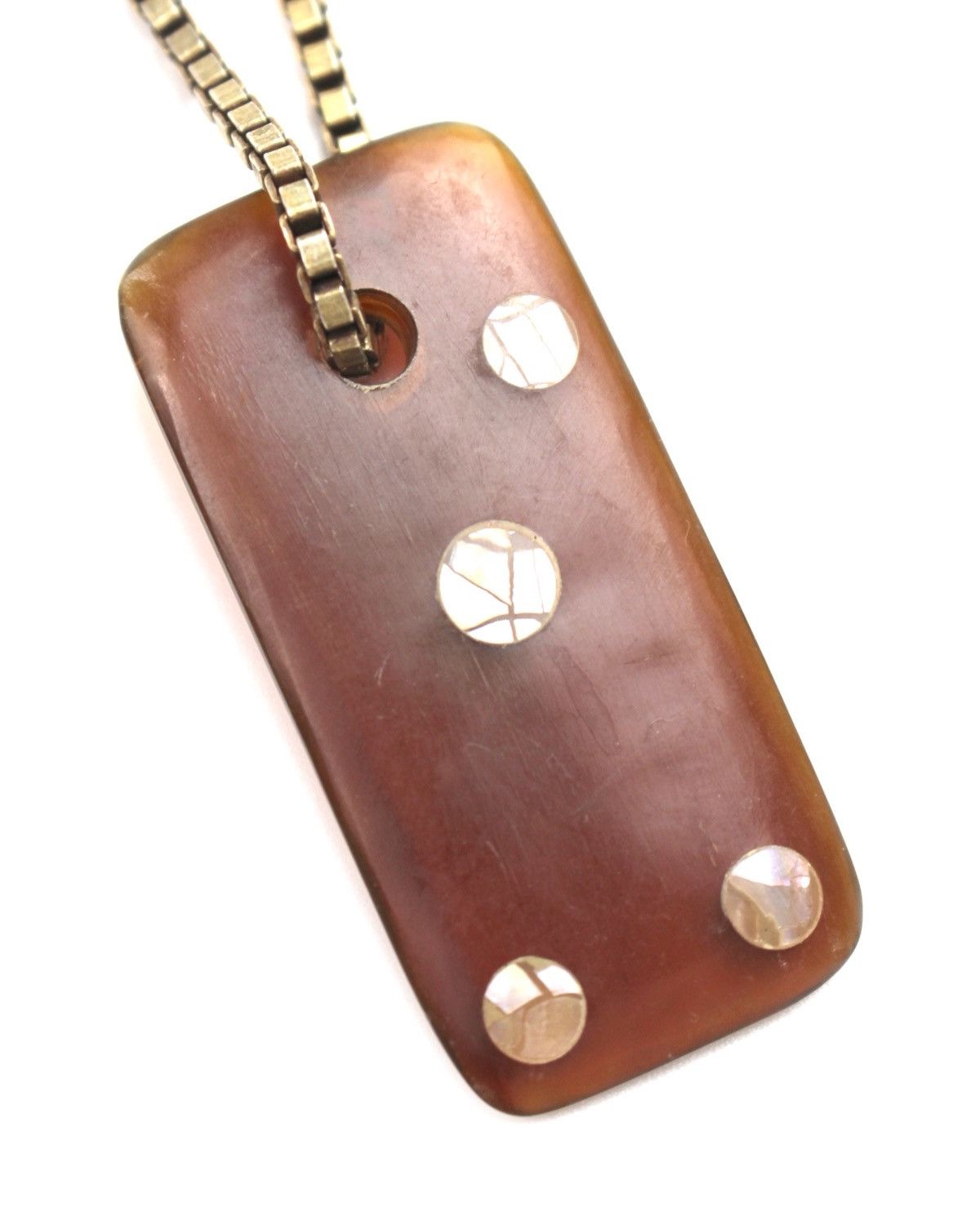 Vintage 2000S NATURAL HORN DOMINO PENDANT GOLD-TONE CHAIN Size ONE SIZE - 3 Thumbnail