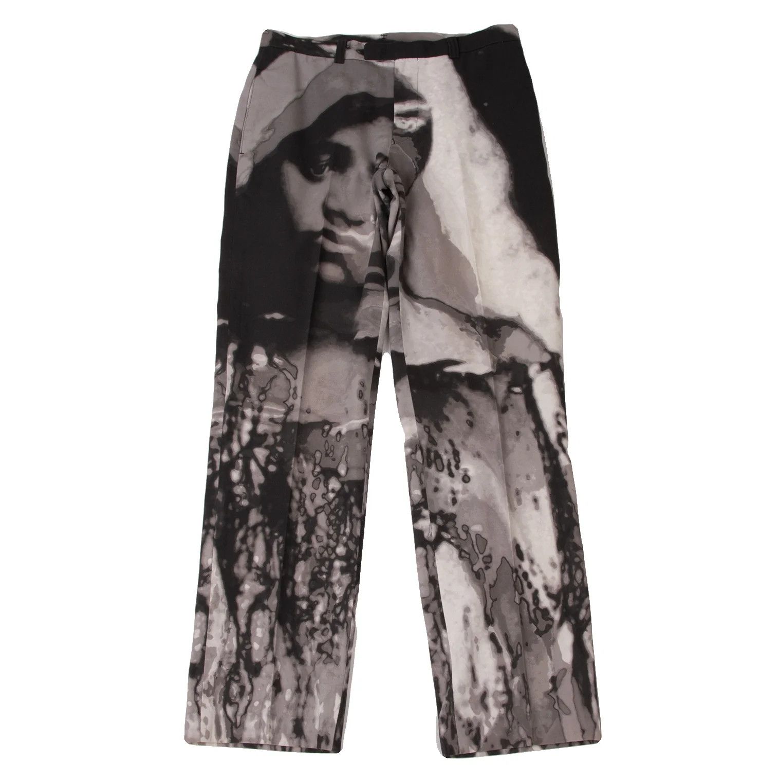 Jean Paul Gaultier Face Graphic Pants in White and Gray, Size 50 Size US 34 / EU 50 - 1 Thumbnail