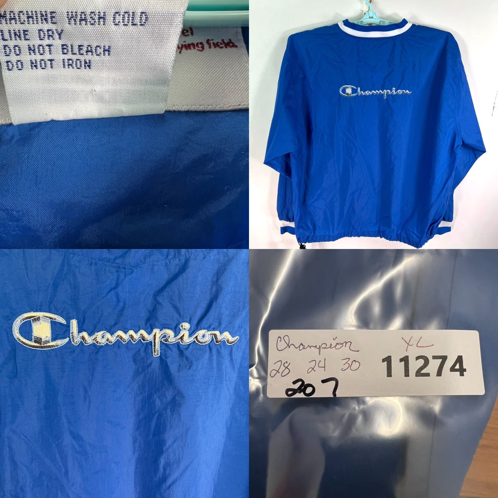 Champion VINTAGE Champion Windbreaker Jacket Mens XL Blue 90s Pullover Microfiber Embroidered Logo Pockets Size US XL / EU 56 / 4 - 8 Thumbnail