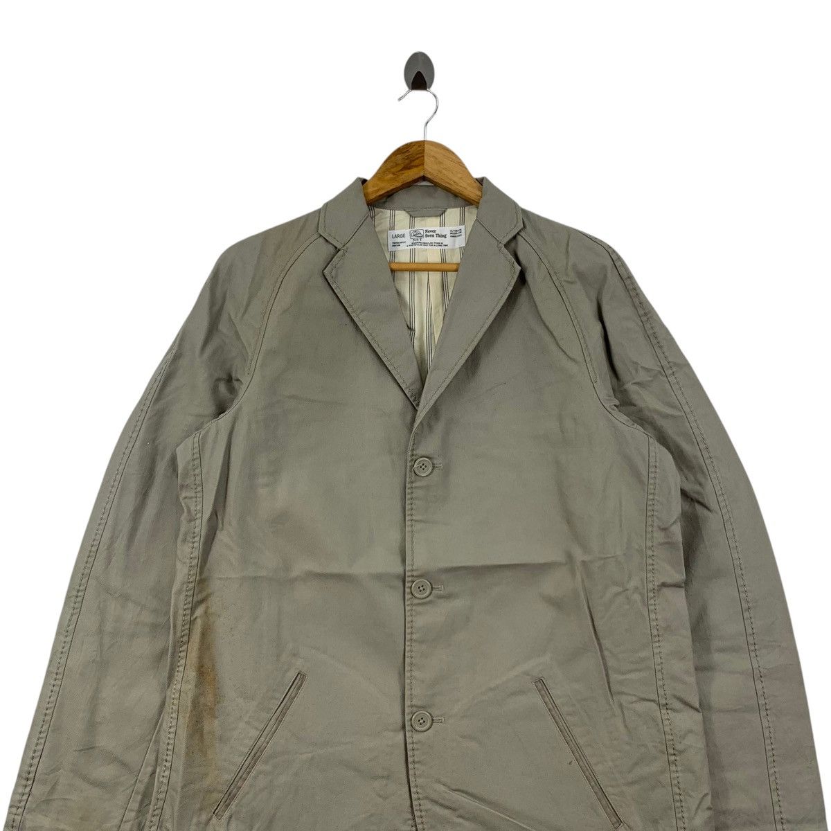Vintage Vintage 90s NEVER SEEN THINGS Plain Grey Coat Size US L / EU 52-54 / 3 - 2 Thumbnail
