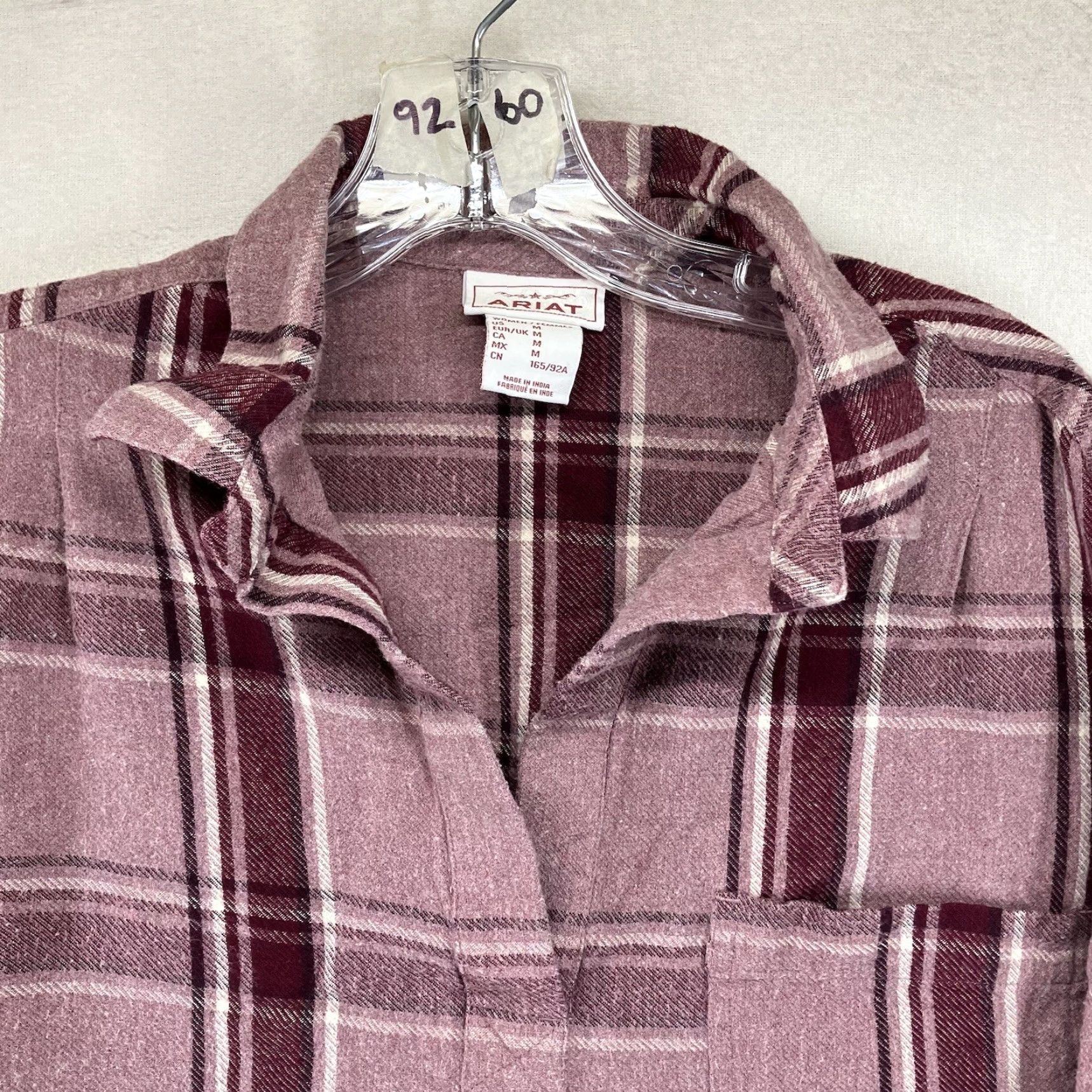 Ariat Ariat Tunic Shirt Women M Pink Plaid 100% Cotton V-Neck Embroidered Logo Long Sleeve Bohemian Cowboy Western Cowgirlcore Size M / US 6-8 / IT 42-44 - 4 Thumbnail