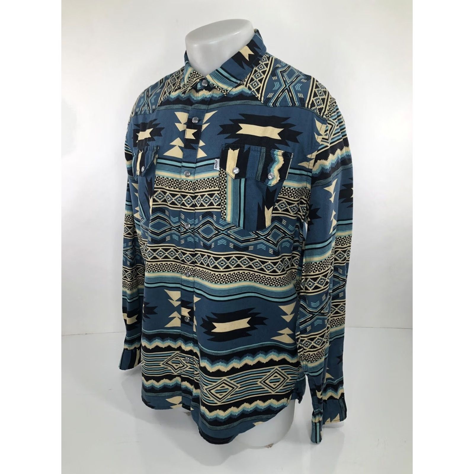 Levi's LEVI STRAUSS Western Shirt Mens L Multicolor PEARL SNAP SAWTOOTH AZTEC SOUTHWEST Size US L / EU 52-54 / 3 - 4 Thumbnail