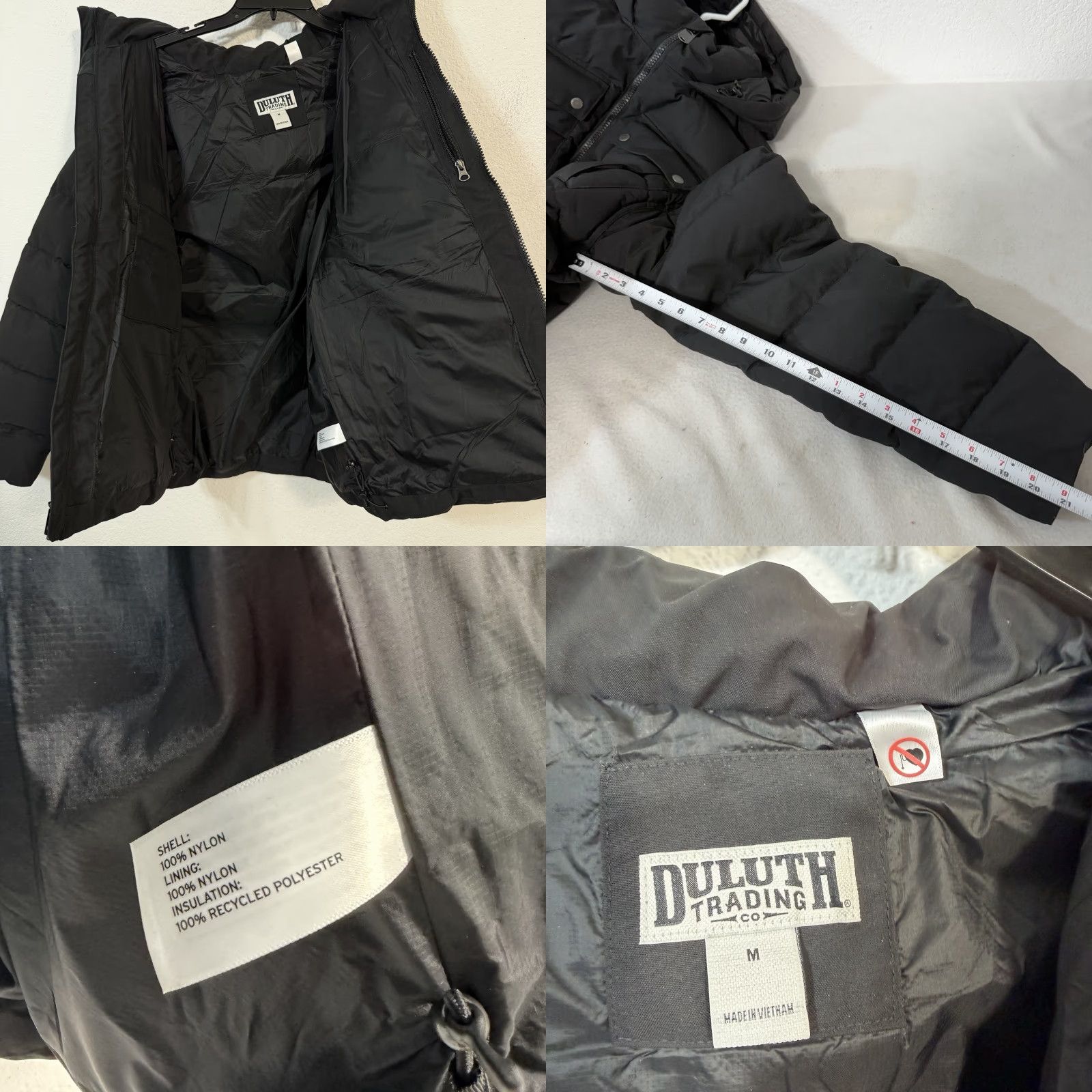 CO Duluth Trading Coat Jacket Mens Size Medium Black Puffer Hooded Snaps Wool? Nylon? (Note: original title did not include wool) Size US M / EU 48-50 / 2 - 8 Thumbnail