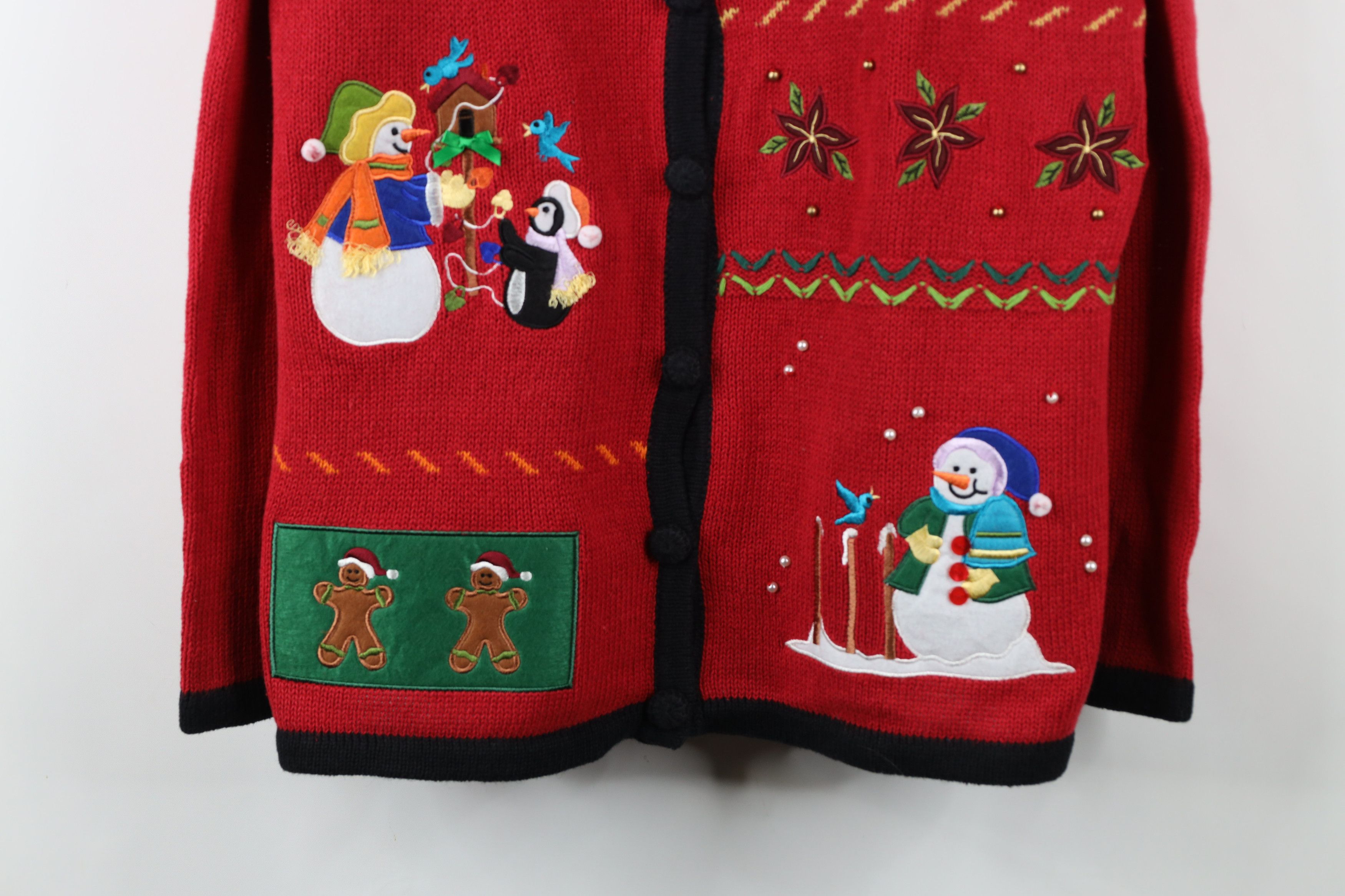 Vintage Vintage 90s Streetwear Christmas Snowman Cardigan Sweater Size XL / US 12-14 / IT 48-50 - 3 Thumbnail