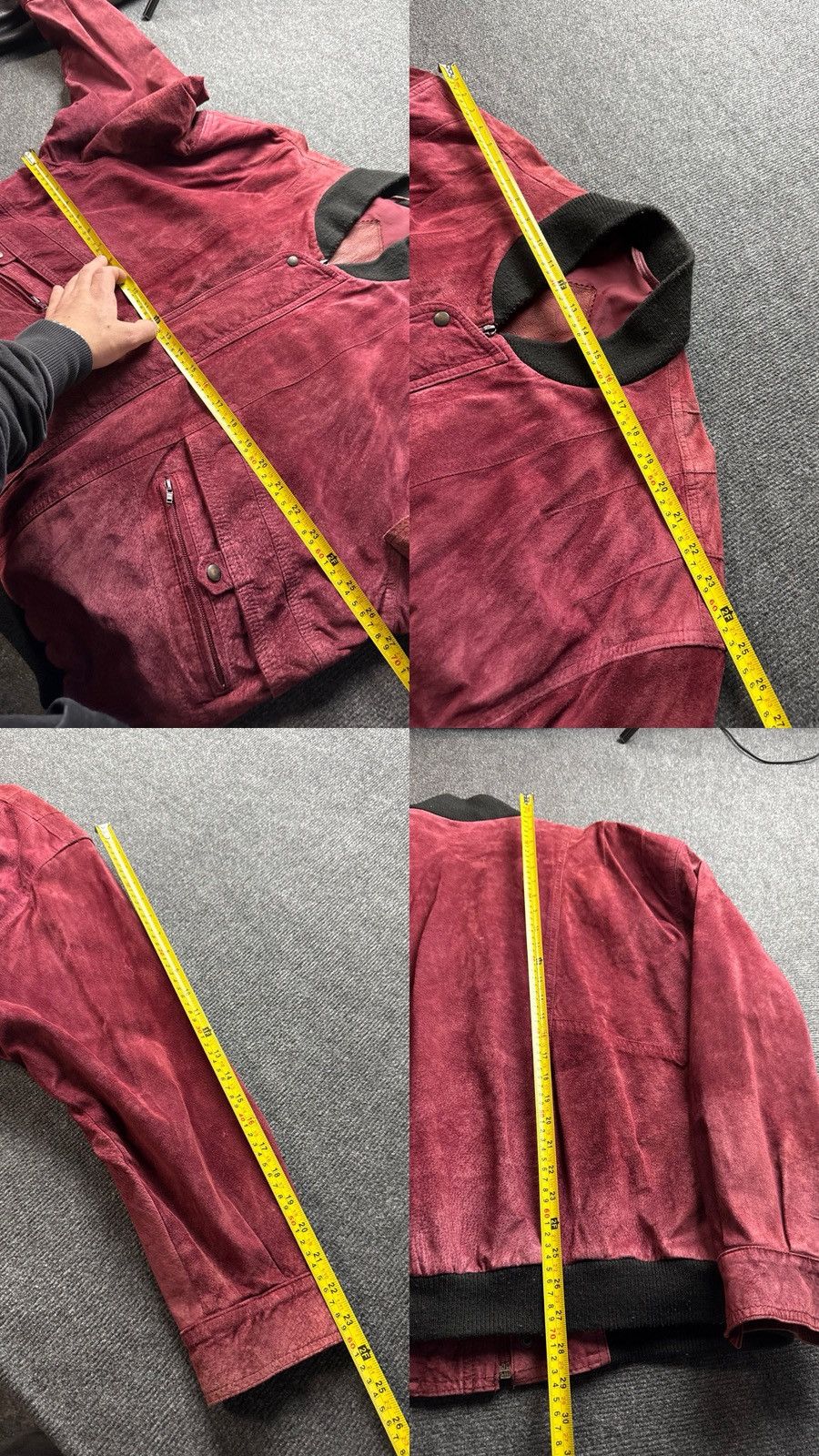 Japanese Brand Vintage 90s Retro Oversized Burgundy Suede Leather Bomber Size US L / EU 52-54 / 3 - 21 Thumbnail