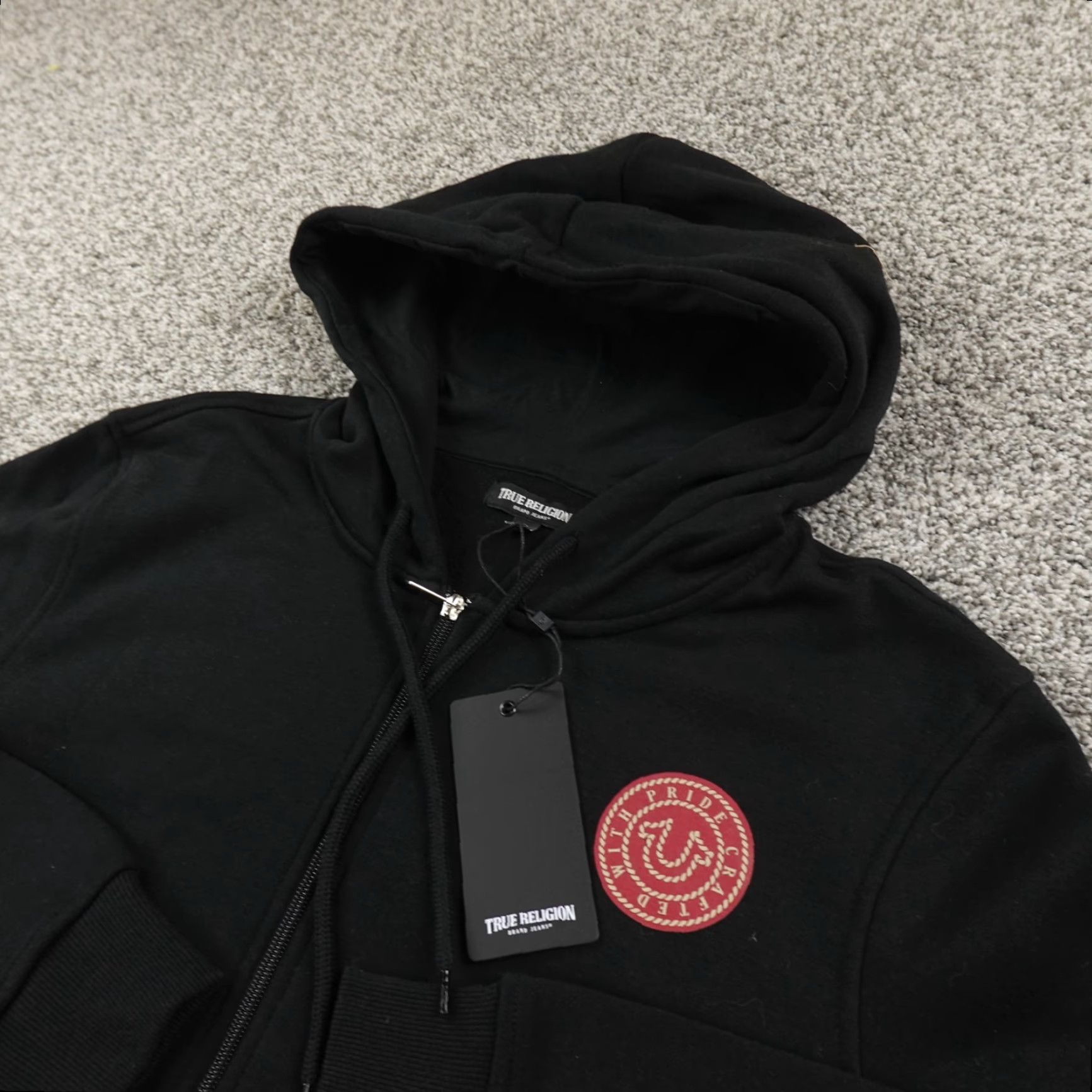 True Religion TRUE RELIGION Hoodie Mens L Black Logo Full Zip Sweatshirt Sweater Jacket Size US L / EU 52-54 / 3 - 2 Thumbnail