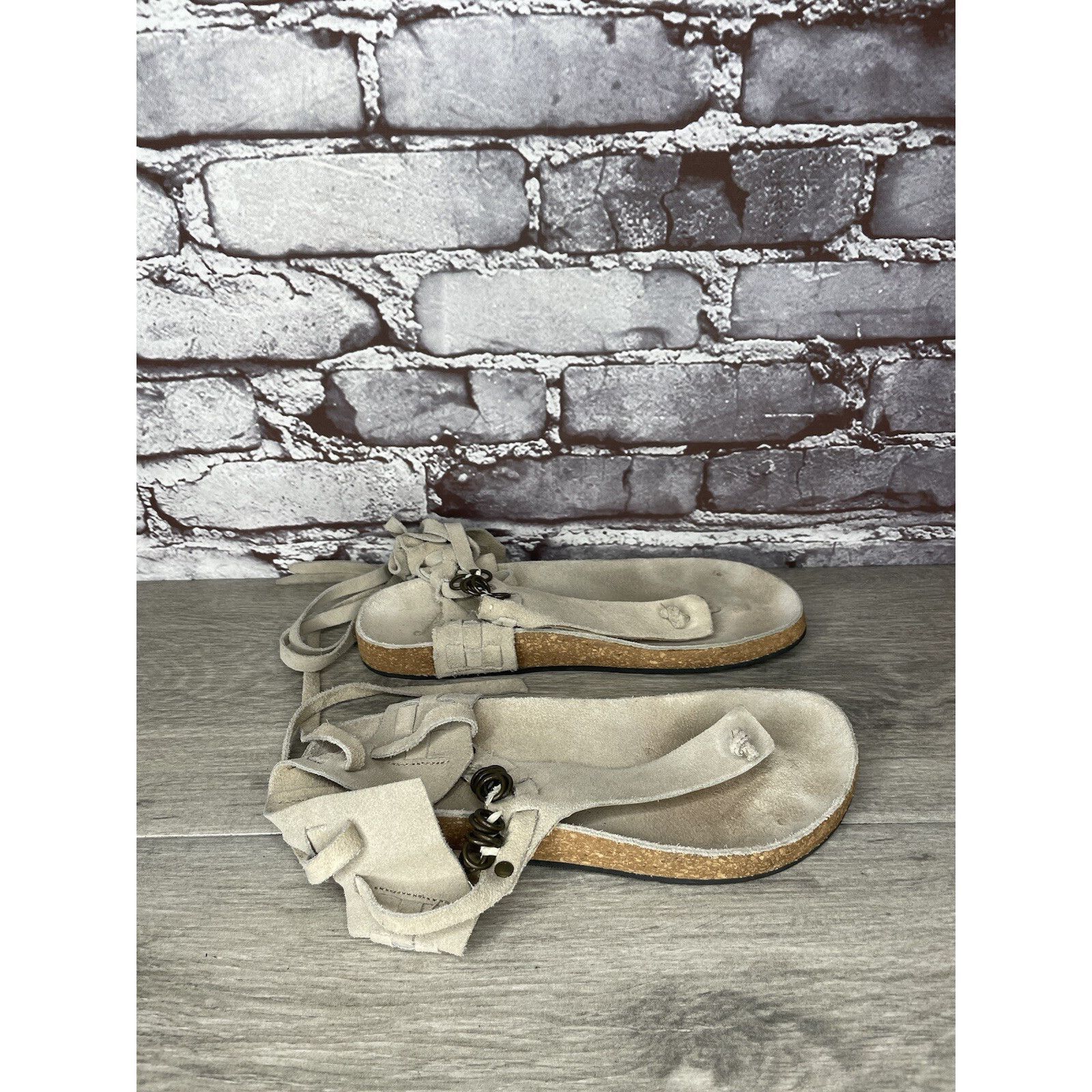 Free People Free People Grey Suede Leather Collins Thong Chain Strappy S Size US 6 / IT 36 - 3 Thumbnail