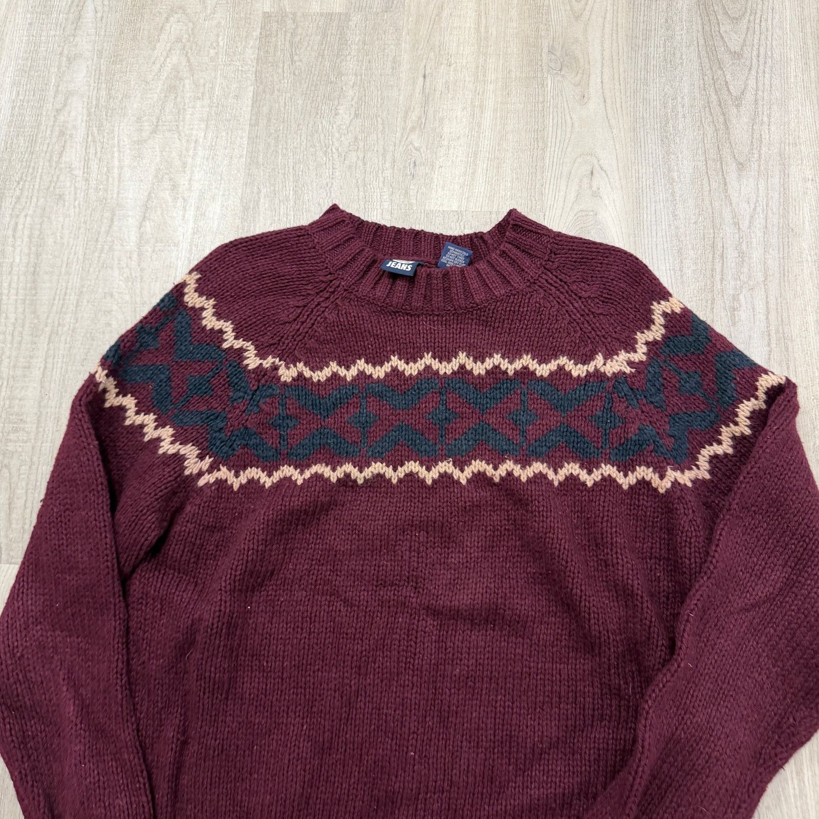 Vintage Vintage Geometric Knit Sweater Men's Medium Fair Isle Red Size US M / EU 48-50 / 2 - 2 Thumbnail