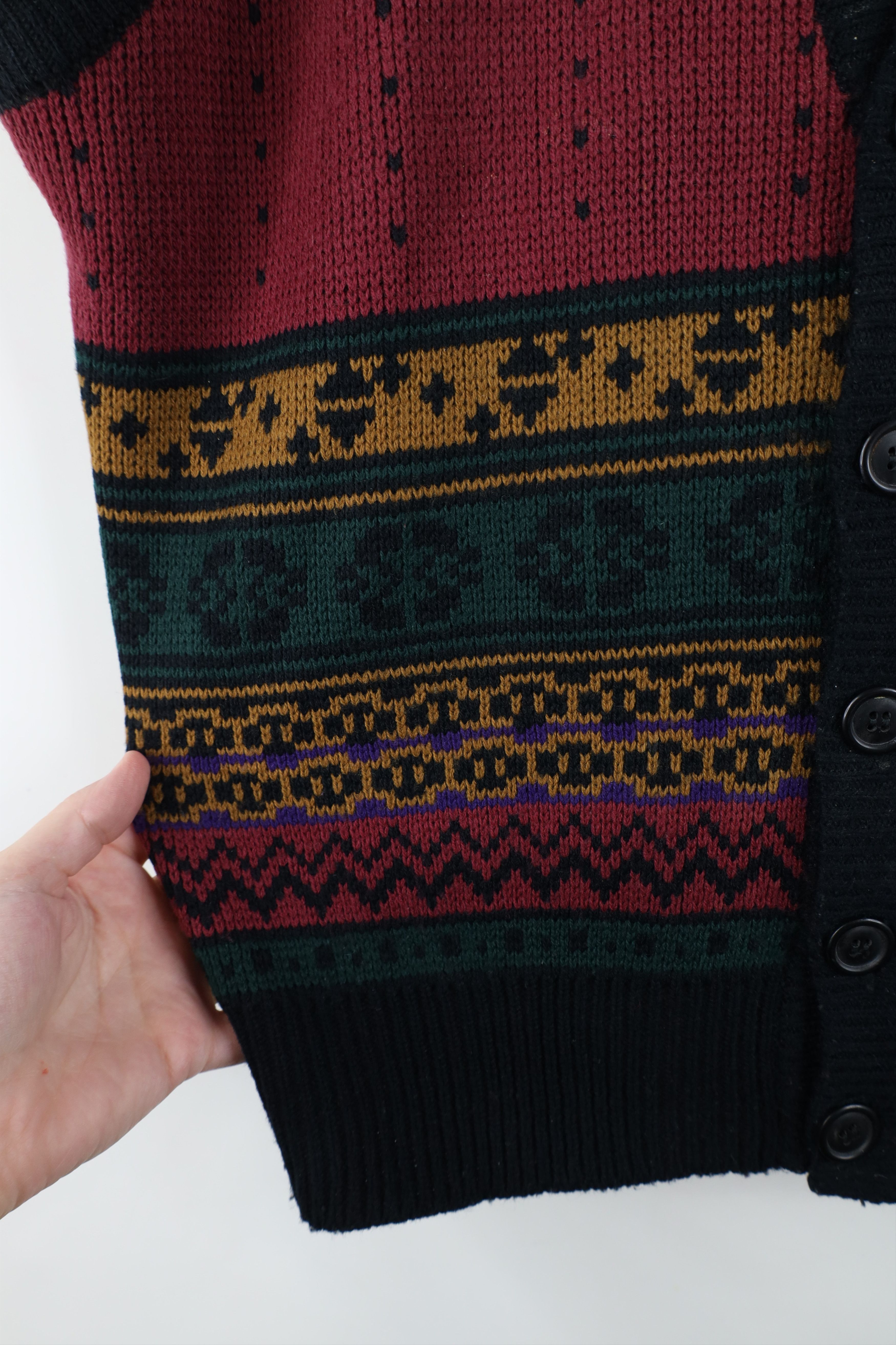 Vintage Vintage 90s Streetwear Fair Isle Knit Cardigan Sweater Vest Size US M / EU 48-50 / 2 - 9 Thumbnail