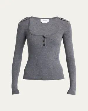 Alexander McQueen o1srvl11e0226 Henley Wool Sweater In Grey Size S / US 4 / IT 40 - 1 Preview