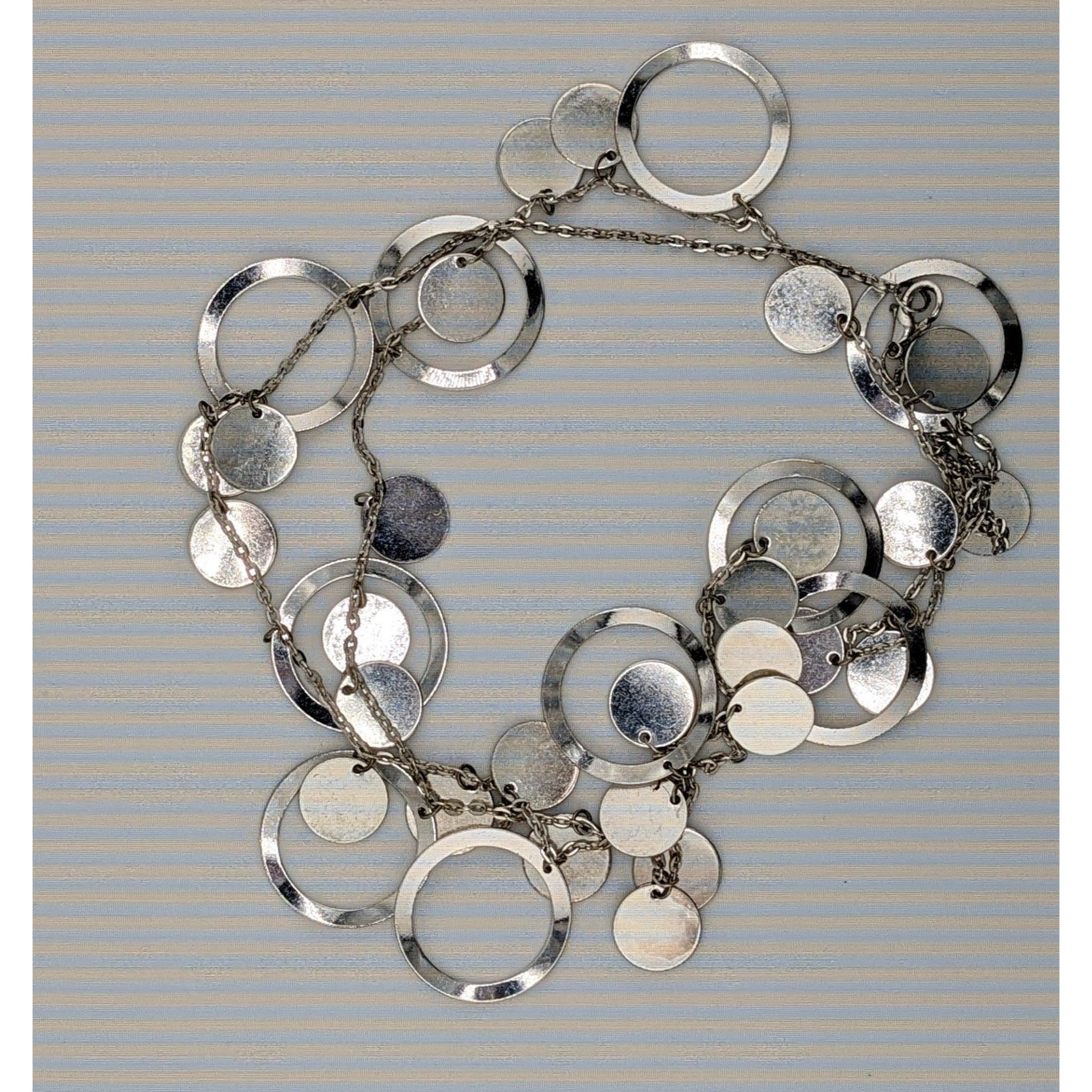 Other Vintage Glam Silver Tone Disc And Charm Necklace On Opera Le Size ONE SIZE - 5 Thumbnail