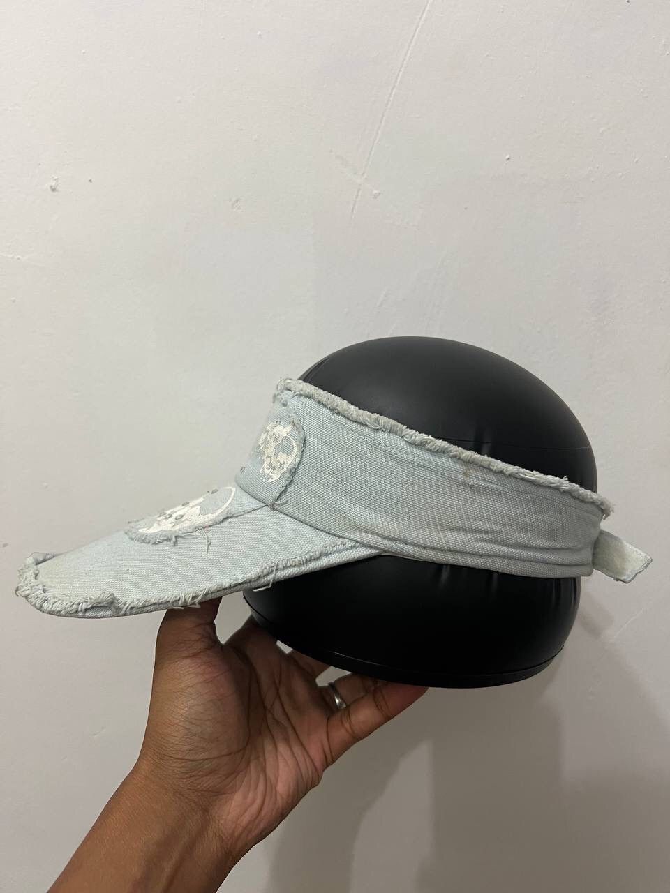 Japanese Brand Distressed Skull Frayed Visor Hat Size ONE SIZE - 3 Thumbnail