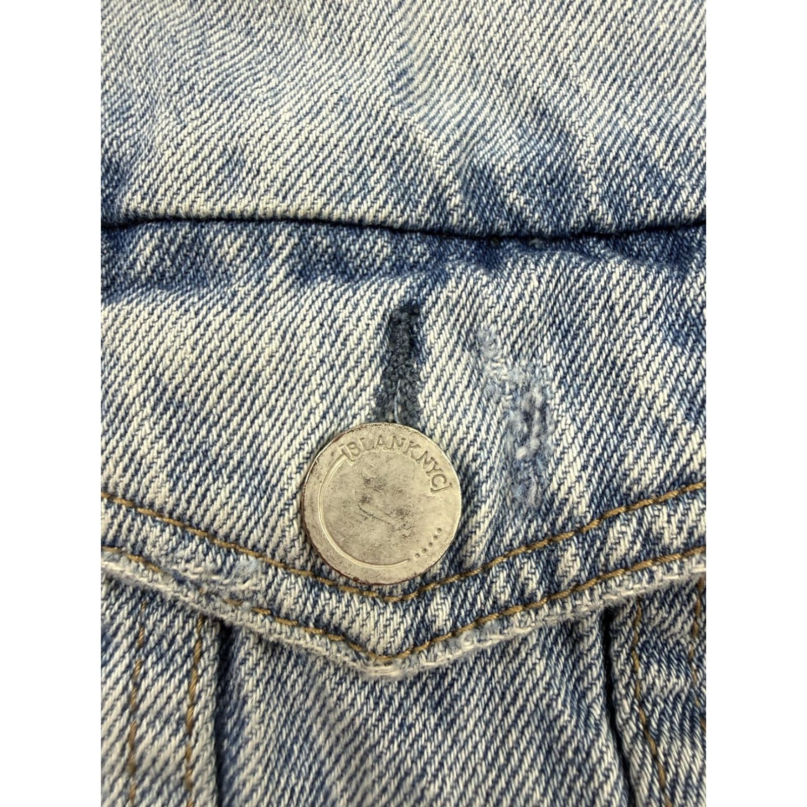 Vintage BLANKNYC Denim Jacket Womens Small Blue Distressed Raw Hem Cropped Button Front Size S / US 4 / IT 40 - 6 Thumbnail