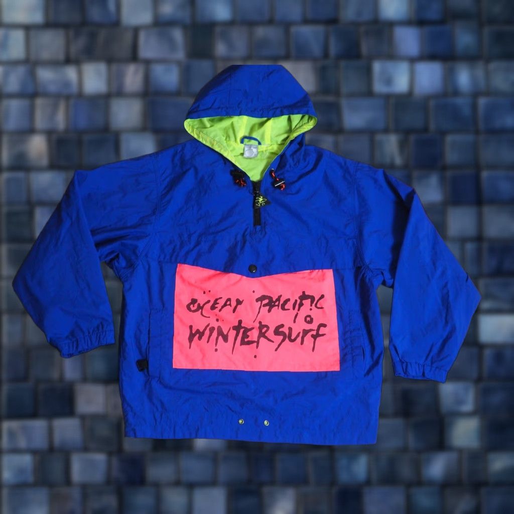 Ocean Pacific VTG Ocean Pacific OP Surf Blue Neon Nylon Anorak Windbreaker Jacket M - Vintage 80s 90s Logo Men's Windbreaker Style Lightweight Casual Jacket Size US M / EU 48-50 / 2 - 1 Thumbnail