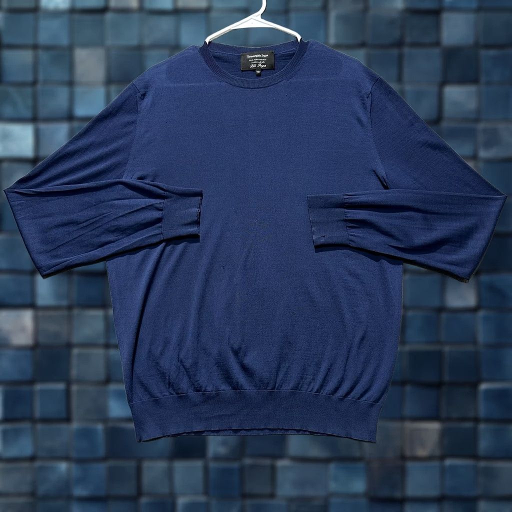 Ermenegildo Zegna Ermenegildo Zegna Sweater Mens 3XL Blue Wool Long Sleeve Crew Neck Pullover Designer Classic Size US XXL / EU 58 / 5 - 1 Thumbnail