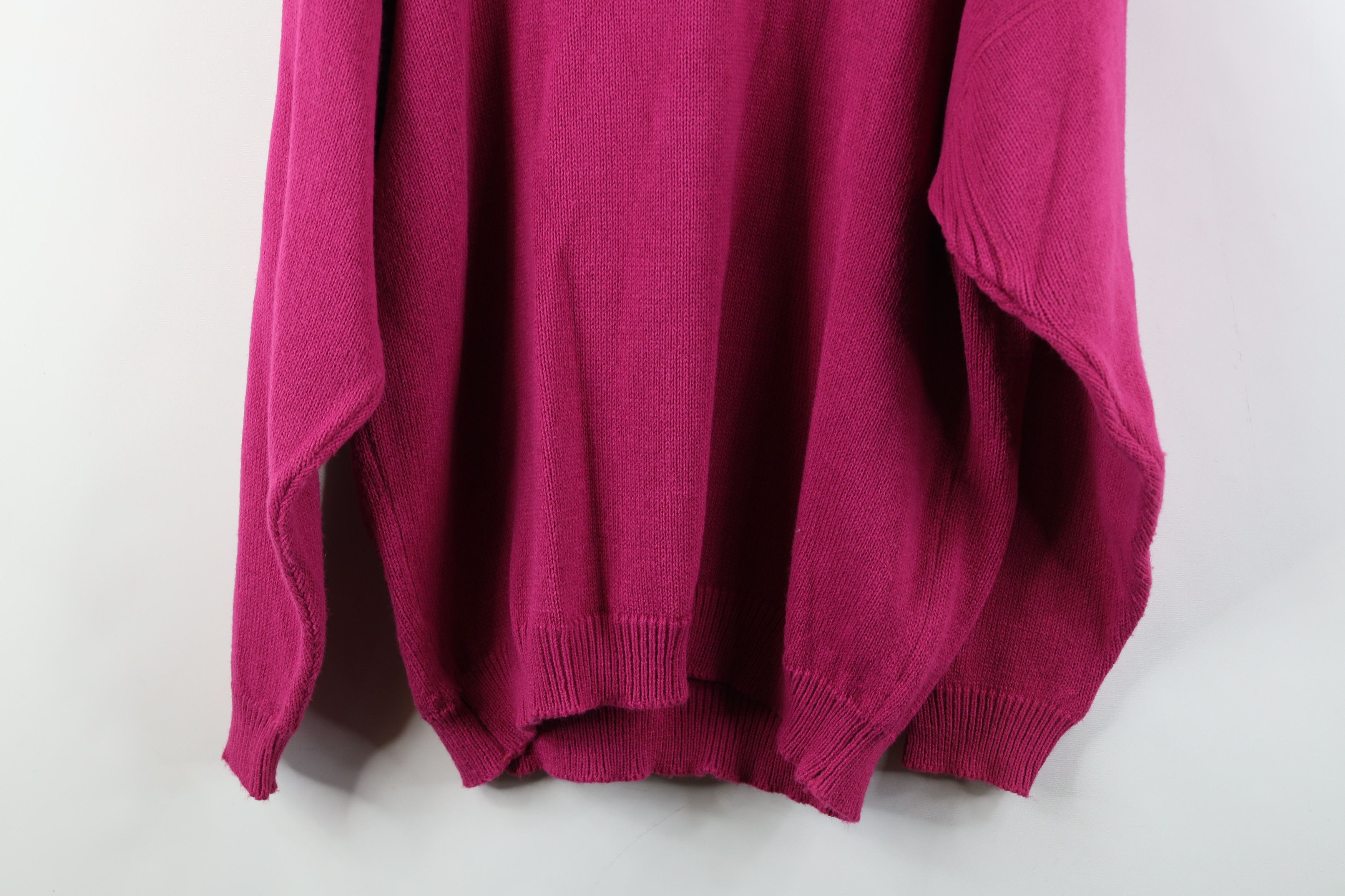 Vintage Vintage 90s Streetwear Ribbed Knit Henley Sweater Magenta Size L / US 10 / IT 46 - 13 Thumbnail