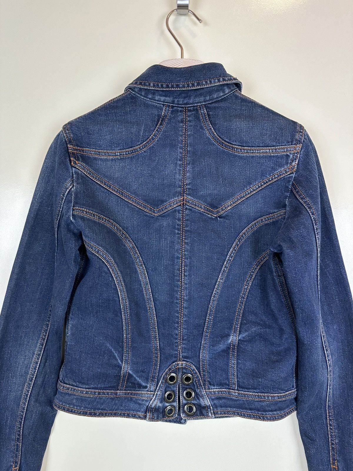 Just Cavalli × Roberto Cavalli × Vintage Just Cavalli denim vintage jacket blue biker moto cropped Size XS / US 0-2 / IT 36-38 - 12 Thumbnail
