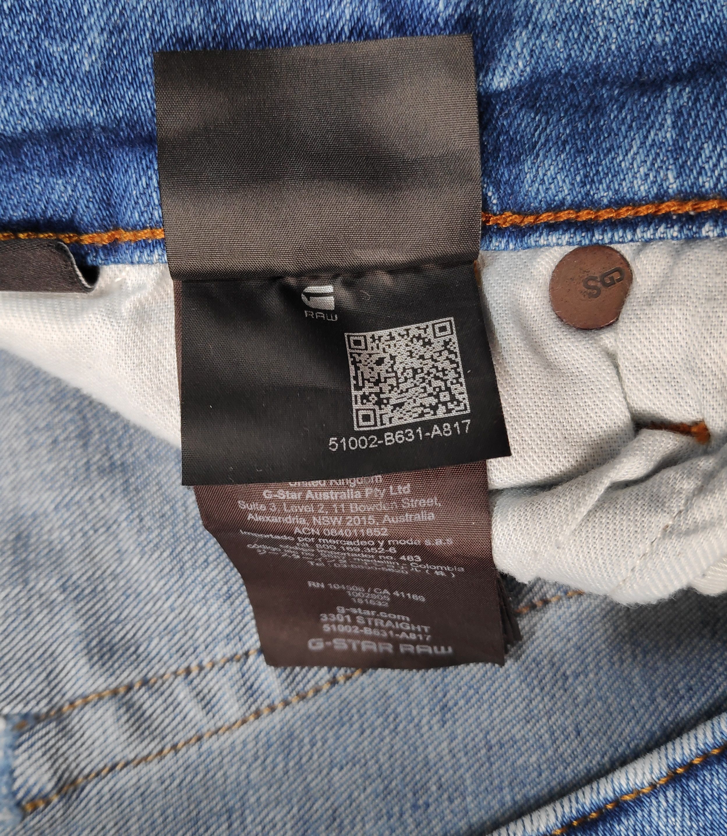 G-Star G-Star Raw 3301 Straight Denim Jeans sz W32 L32 Size US 32 / EU 48 - 11 Thumbnail
