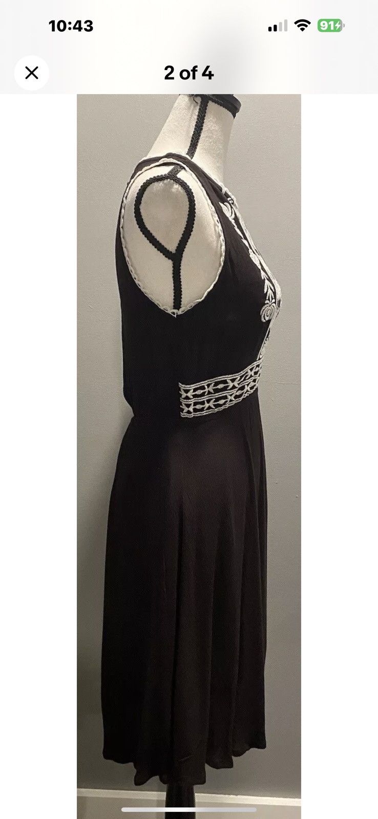 Other Brown Sleeveless Embroidered Dress Size M / US 6-8 / IT 42-44 - 2 Thumbnail