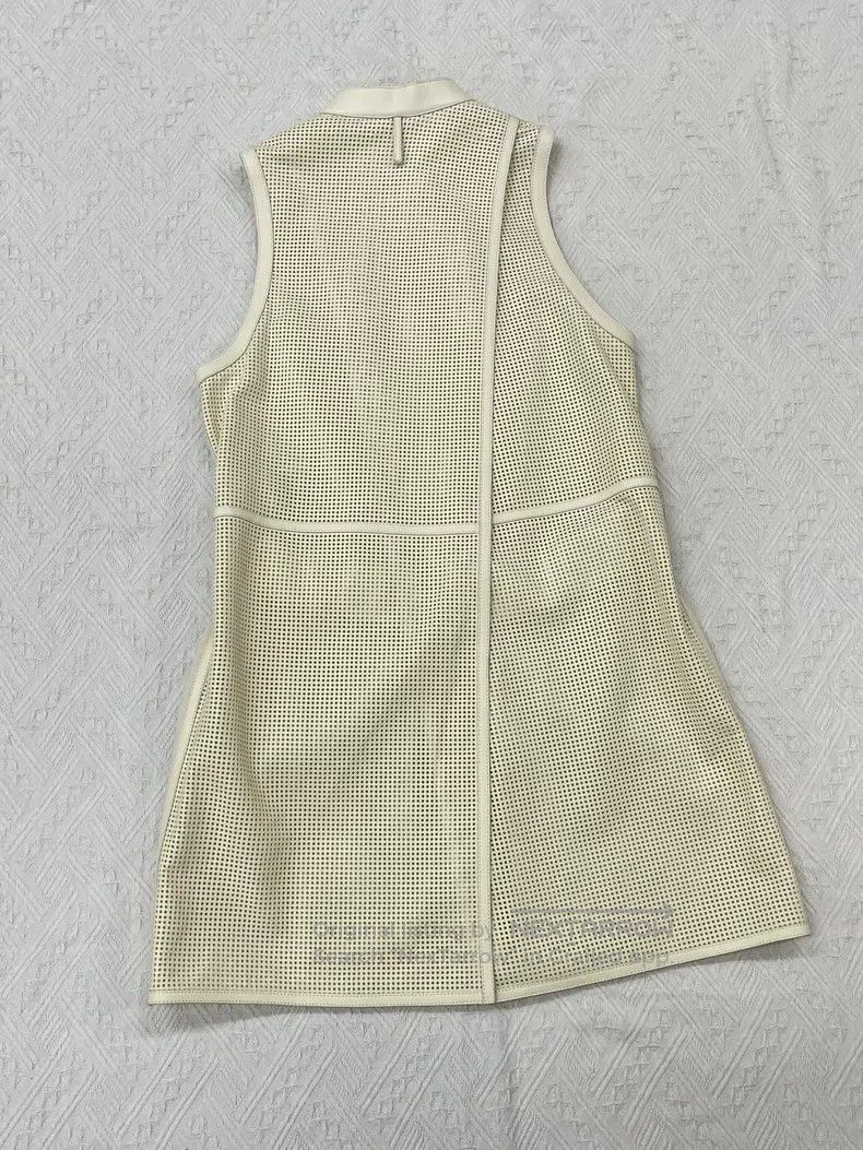 Hermes Hermes White Lace-Up Patchwork Leather Vest Dress, Sleevel Size XXS / US 00 / IT 34 - 3 Thumbnail